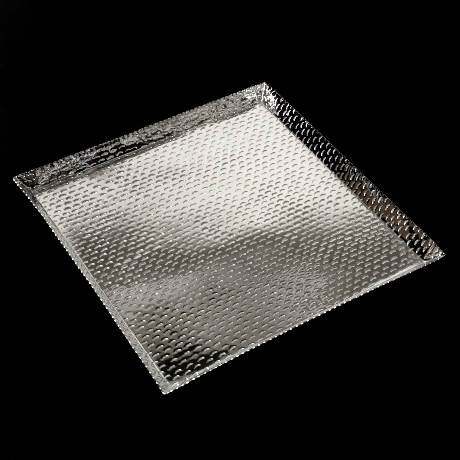 Brillibrum Tablett Tablett Serviertablett gehämmert Halbmond Dekotablett Aluminium