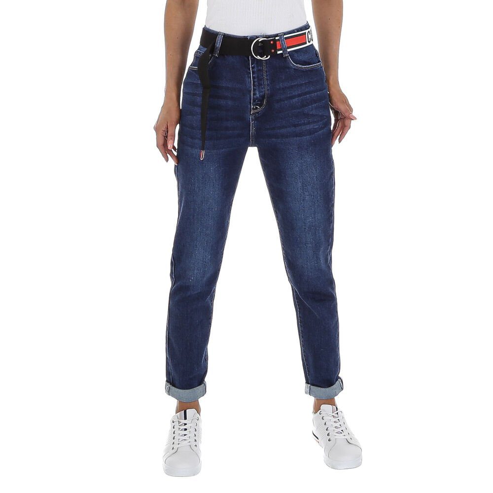 Damen High-waist-Jeans in Stretch Blau High Freizeit Waist Jeans Ital-Design