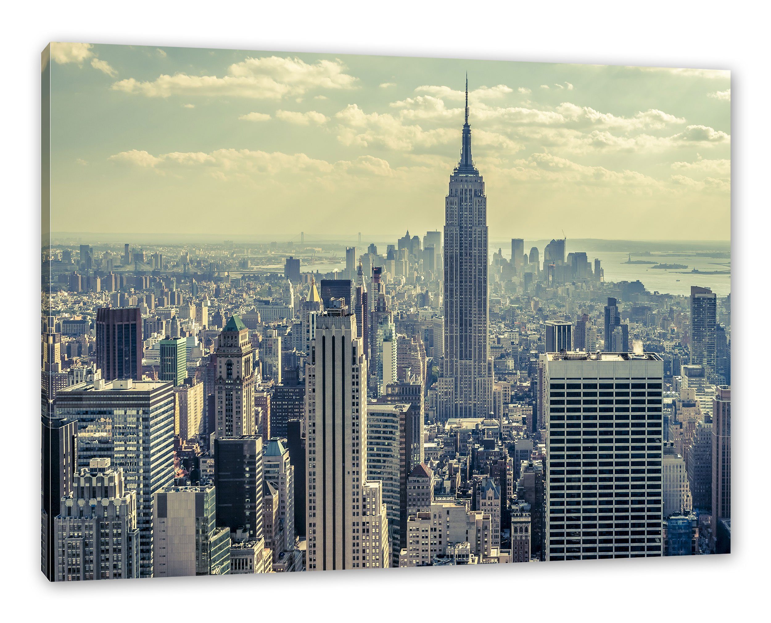 York (1 York fertig New inkl. New Leinwandbild Manhattan, Manhattan bespannt, Pixxprint St), Leinwandbild Zackenaufhänger