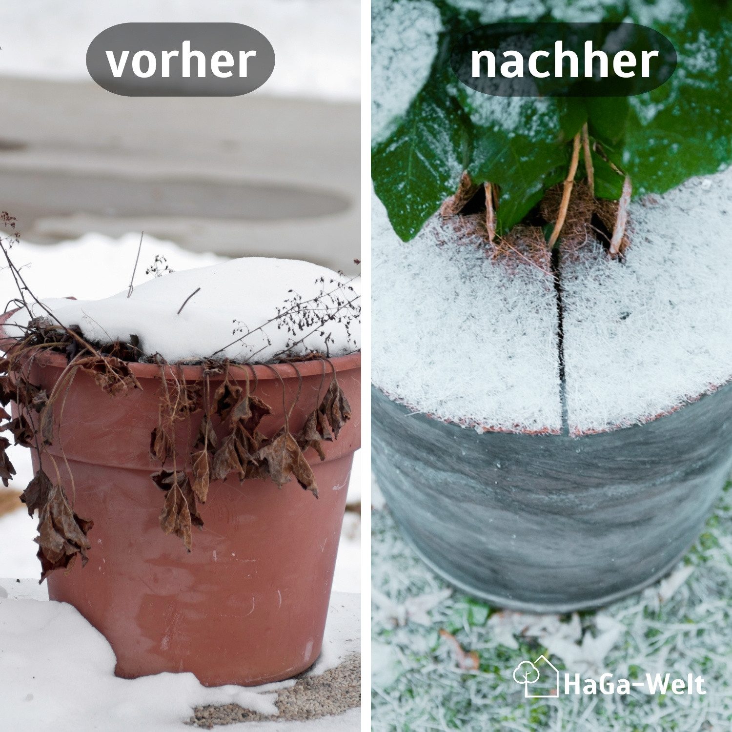 HaGa Kokosscheibe Kokosscheibe XL Kübelabdeckung Ø 60cm, Kokosscheibe mit Loch, Kübelabdeckung, Winterschutz für Topfpflanzen