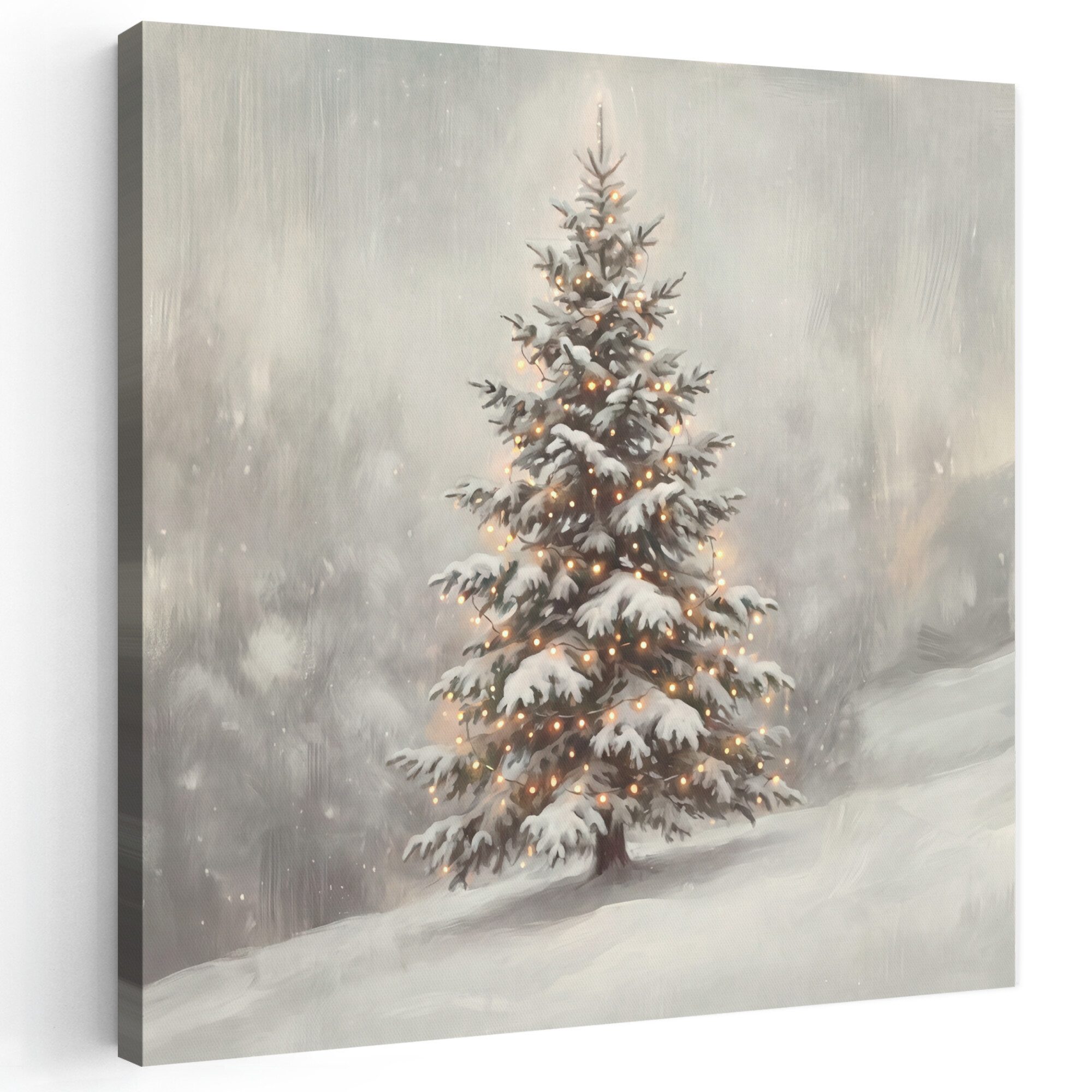 OneMillionCanvasses® Leinwandbild Baum – Weihnachten – Lichter, Fotodruck (1 St), Wandbild, Deko Schlafzimmer Wohnzimmer Flur 20x20 cm