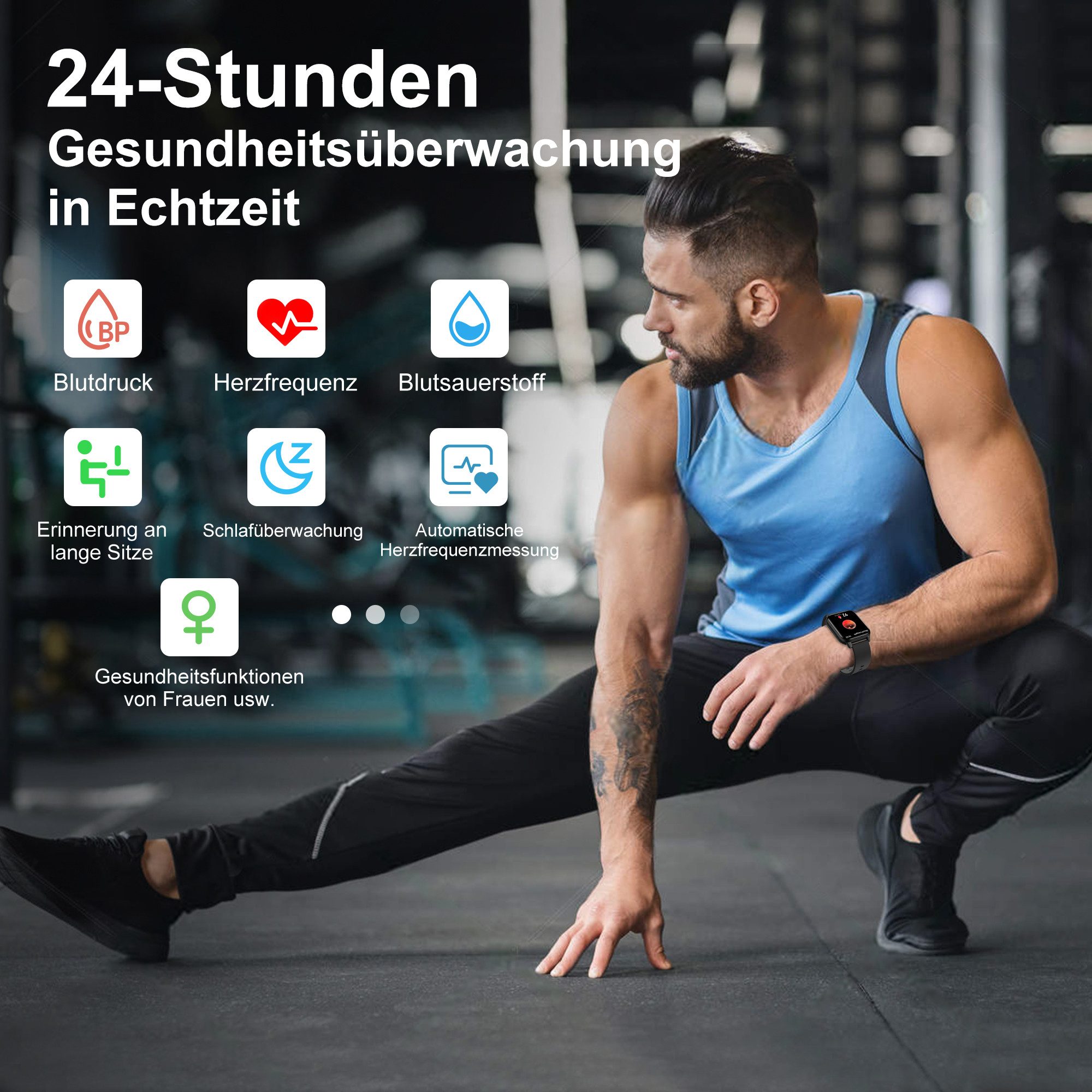 Forrlite 2026 Neues Smartwatch Damen Herren mit Telefonfunktion, Smartwatch 1.85'' HD Fitnessuhr,Silikonarmband + Metallarmband Kombinationsset,Smart Watch for  – Bild 4 von 5