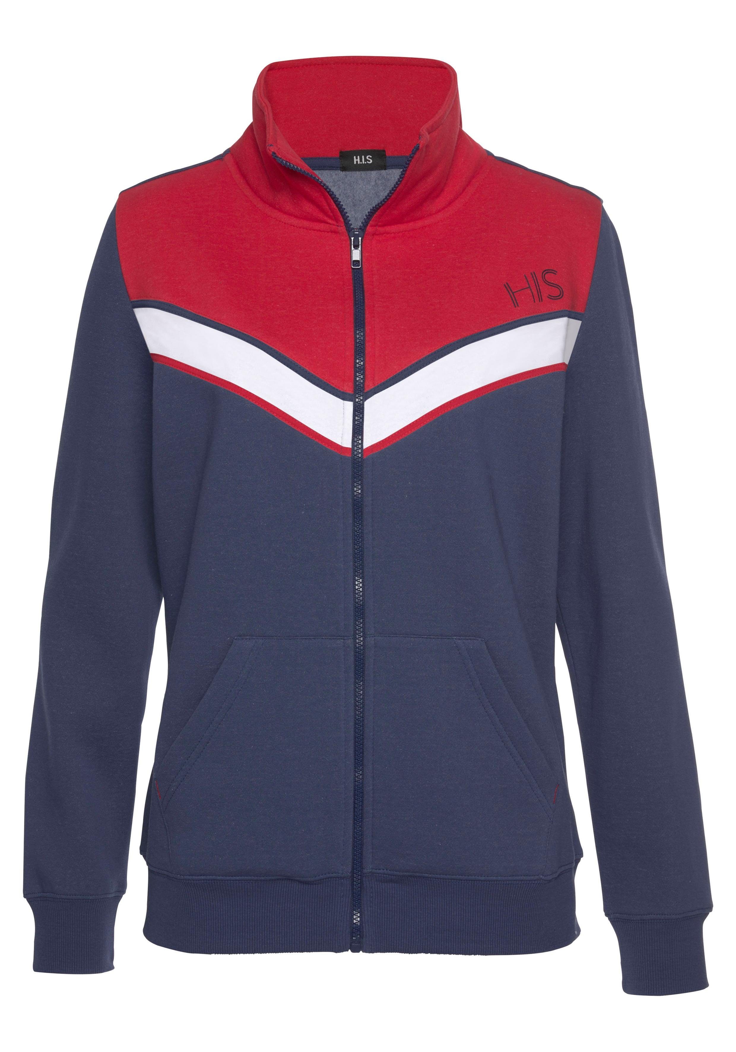 H.I.S Sweatjacke mit Kontraststreifen, Loungewear. € 29,99