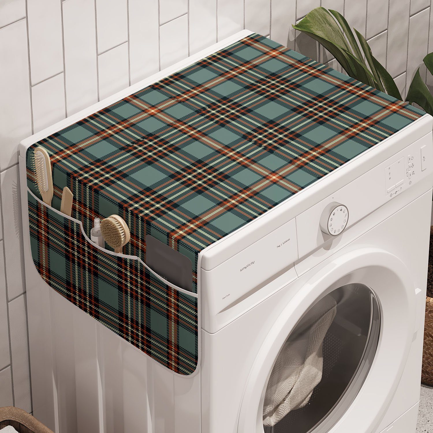 Abakuhaus Badorganizer Anti-Rutsch-Stoffabdeckung für Waschmaschine und Trockner, Schottenkaro Traditionelle schottische Plaid