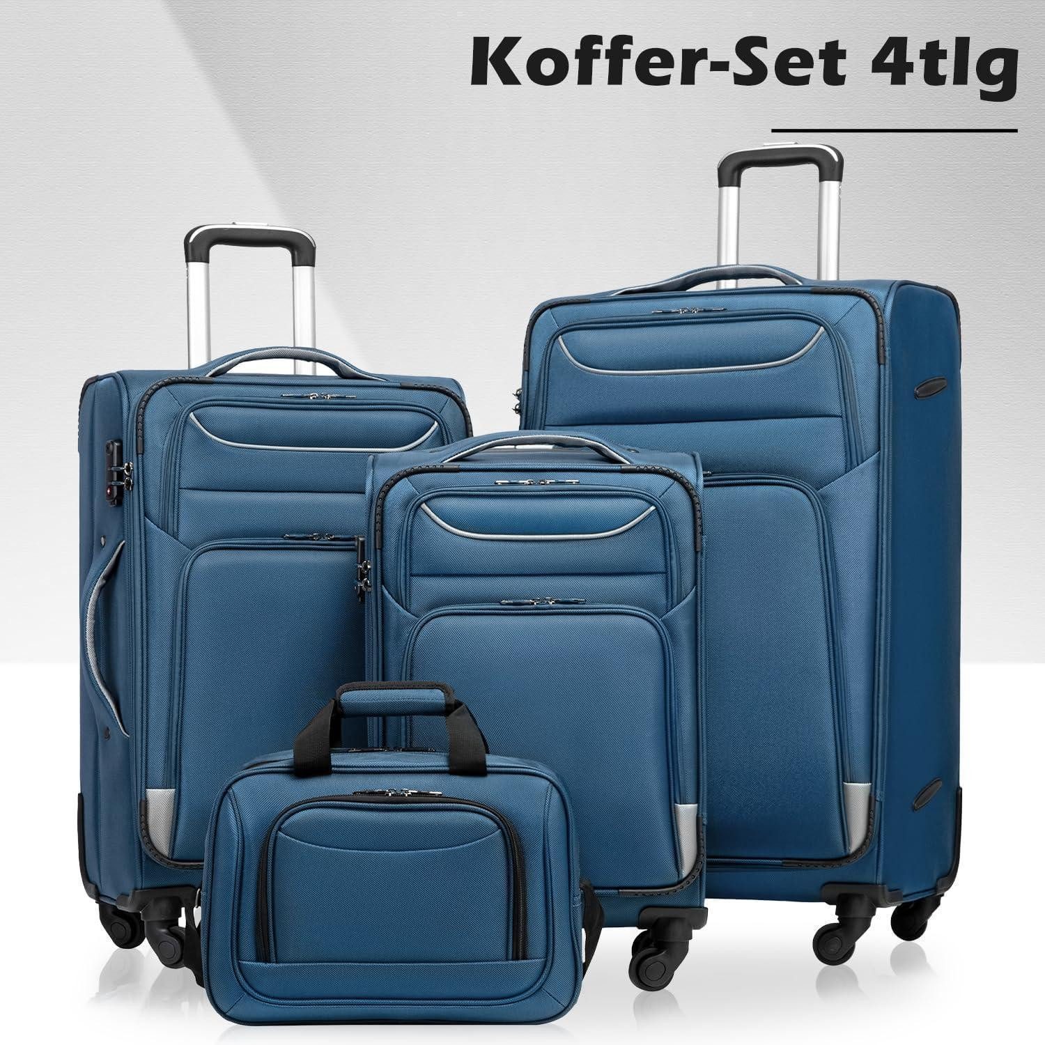LuxusKollektion Trolleyset Koffer-Set 4tlg Reisekoffer 4 Rollen TSA-Schloss Handgepäck
