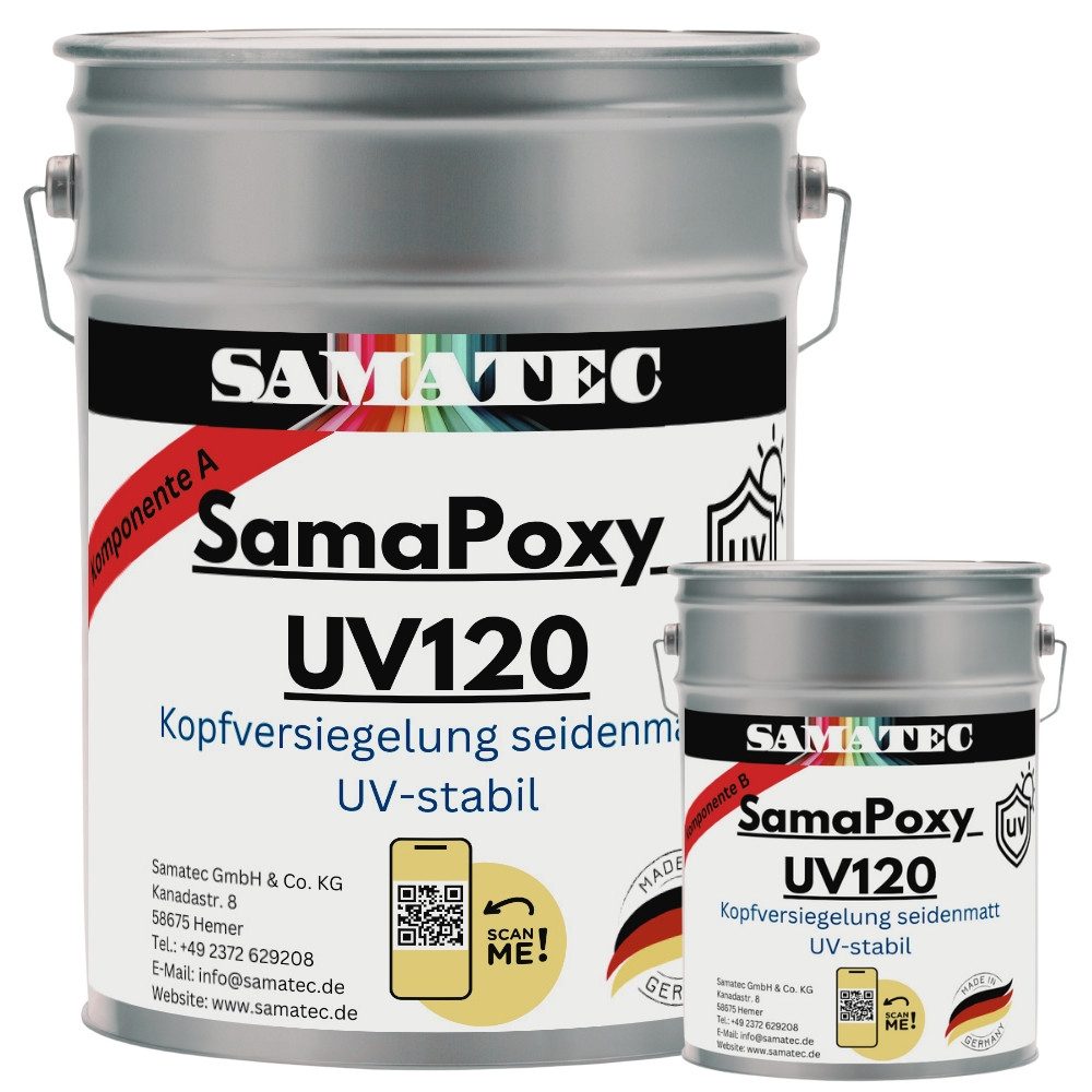 Samatec Designboden UV-stabil 2K Epoxid Bodenversiegelung Kopfversiegelung UV120, 1 St.
