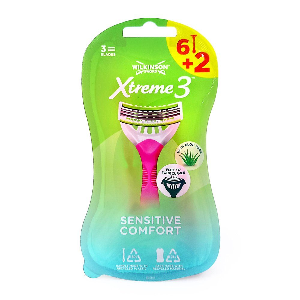 Wilkinson Rasierklingen Wilkinson Xtreme 3 Sensitive Comfort Beauty Einwegrasierer, 8er Pack