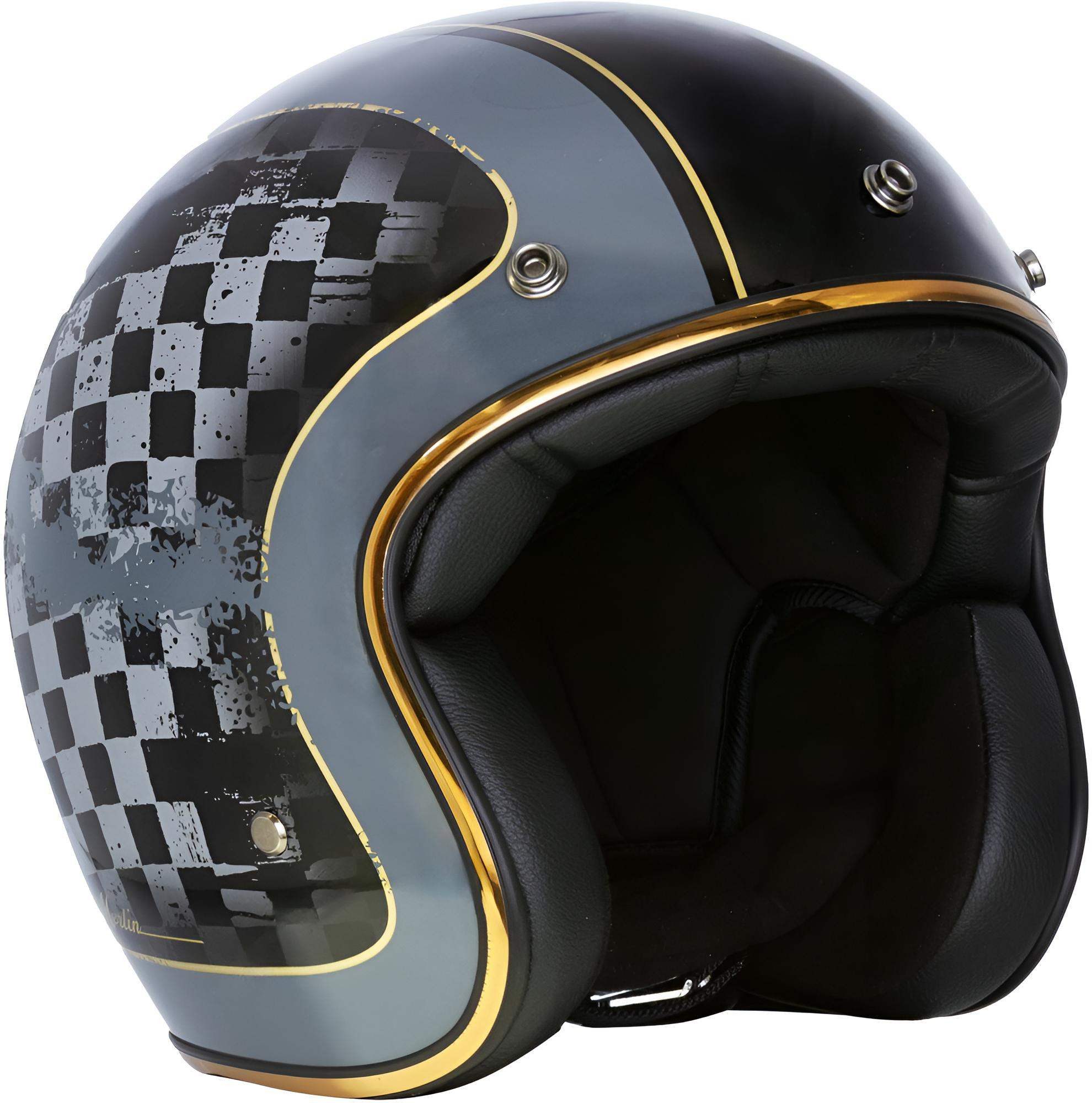 Merlin Motorradhelm Blackbird Racer Jethelm, geeignet für Brillenträger