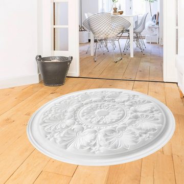 Teppich Vinyl Wohnzimmer Schlafzimmer Flur Küche Muster modern, Bilderdepot24, rund - weiss glatt, nass wischbar (Küche, Tierhaare) - Saugroboter & Bodenheizung geeignet