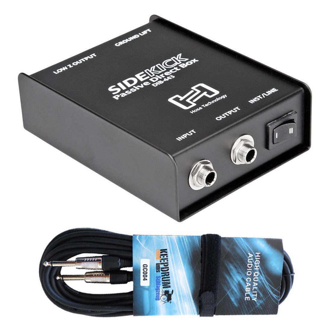 Hosa Audio Audio-Wandler Hosa DIB-443 Sidekick DI-Box mit Klinkenkabel, (set mit Klinkenkabel), Vorteils-Set mit Klinkenkabel