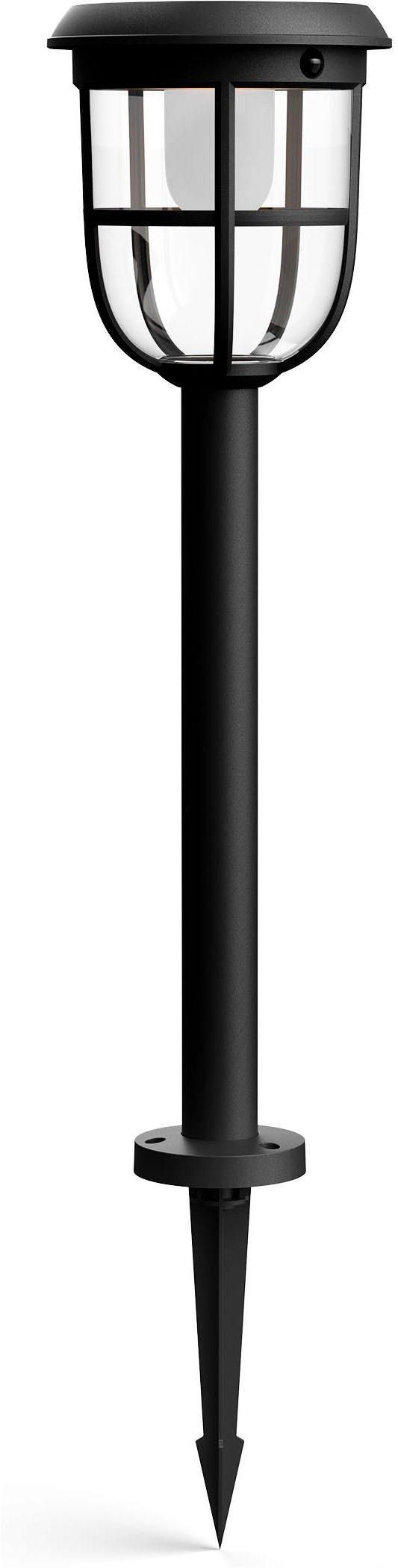 Philips LED Solarleuchte Outdoor Ultra-Efficient Radii Spiess 1.3W, Linkable Sensor,3000 Kelvin, Abschaltautomatik, Dimmfunktion, Leuchtdauer einstellbar, Memoryfunktion, Nachtlichtfunktion, Timerfunktion, mehrere Helligkeitsstufen, LED fest integriert, Warmweiß