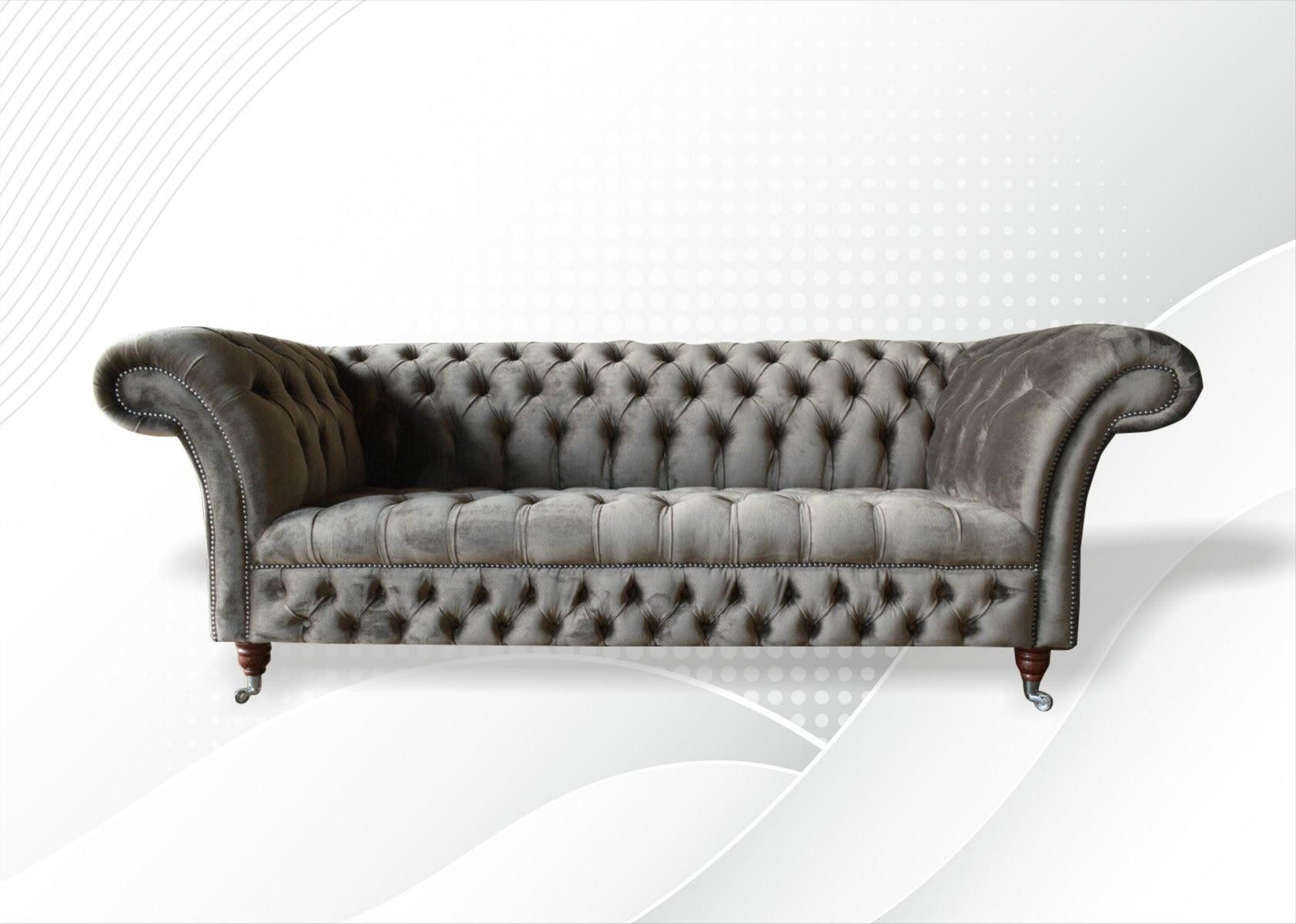 JVmoebel Chesterfield-Sofa Elegantes graues Sofa aus hochwertigem Textil mit Chesterfield-Knöpfen, Packung, Made in Europa