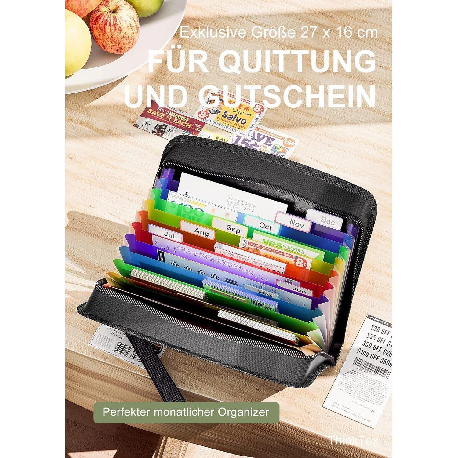 LuxusKollektion Fächermappe Quittung Coupon Organizer 12 Taschen kleine Akk günstig online kaufen