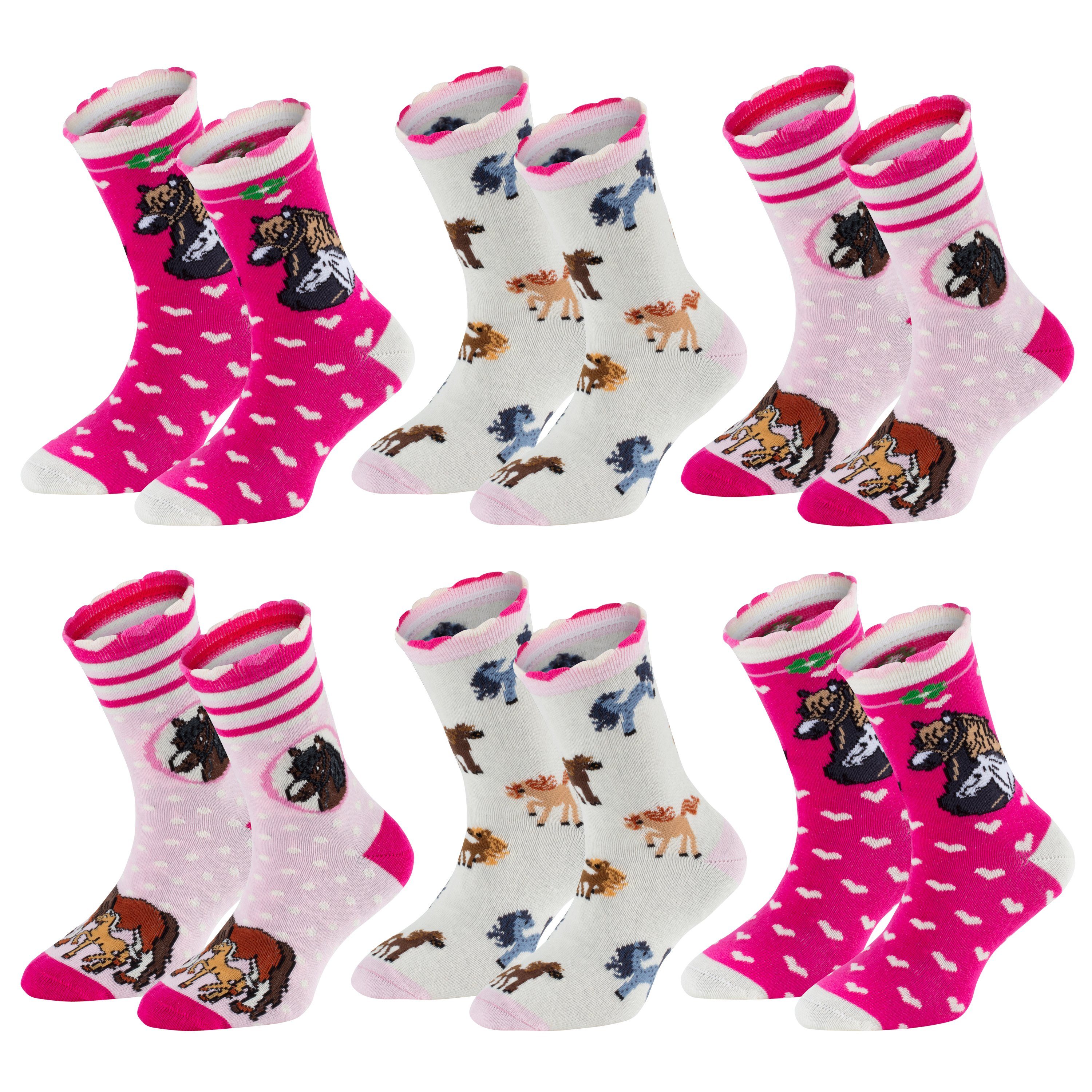 TippTexx 24 Socken 6 Paar bunte Kindersocken, sanfte Baumwolle, für Mädchen & Jungen (6 Paar) handgekettelte, weiche Naht