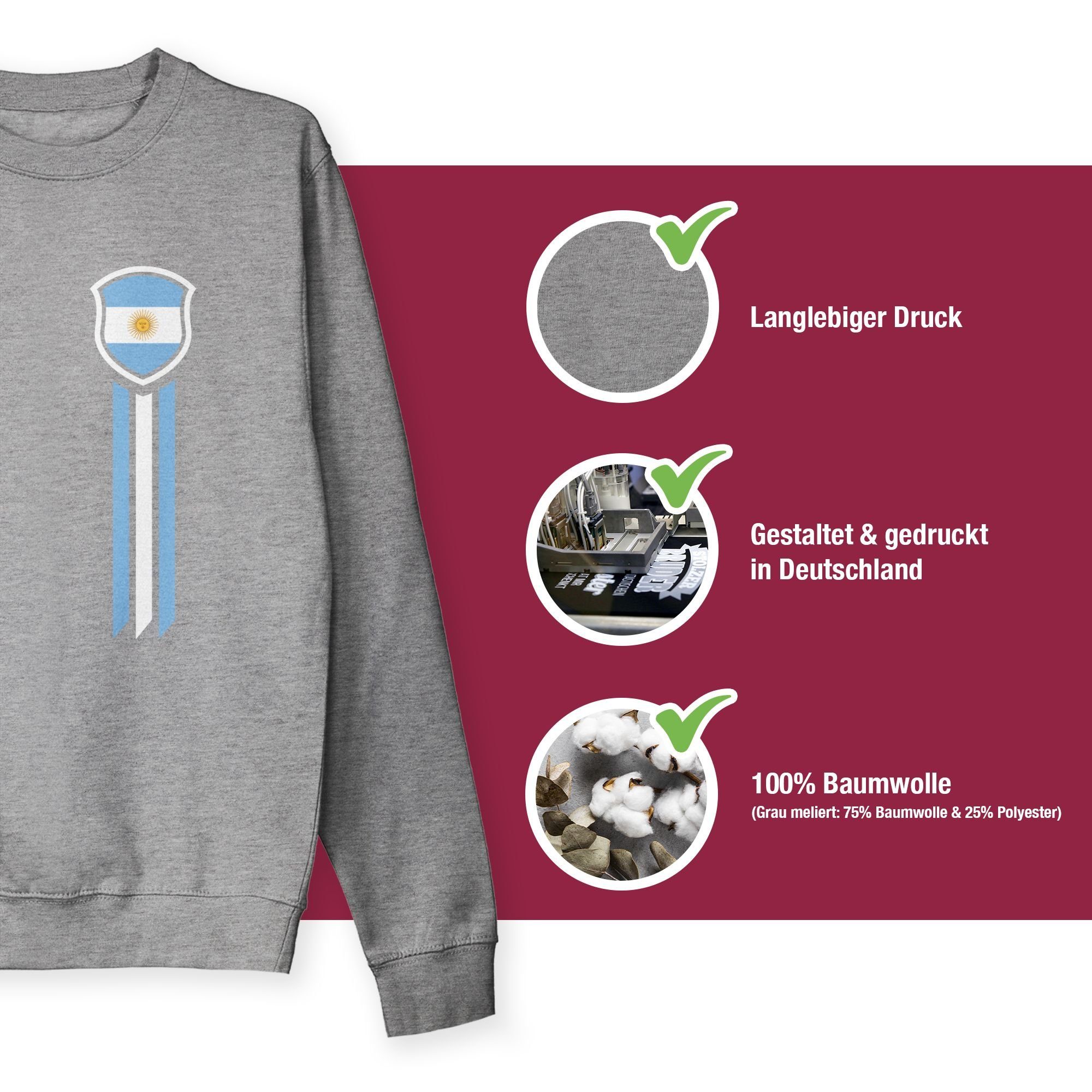 EM 2 Grau Shirtracer meliert (1-tlg) Fussball Sweatshirt Argentinien Mann 2024 Fanshirt 12.