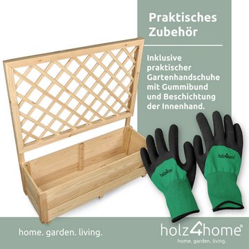 holz4home Pflanzkübel Blumenkasten mit Rankgitter aus Tannenholz I Hochbeet für Balkon, inkl. Gartenhandschuhe