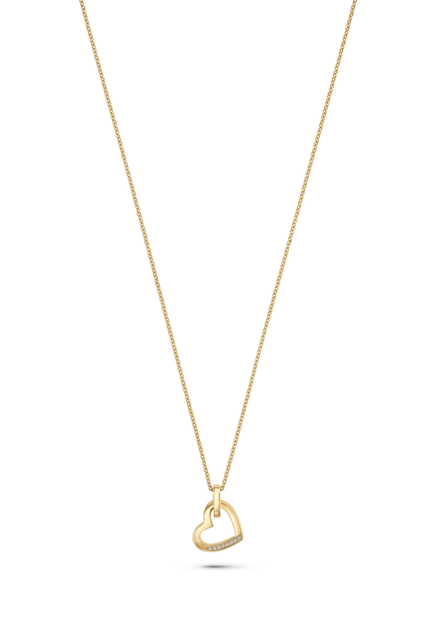 JETTE Kette mit Anhänger Twisted Heart Damen Halskette vergoldet – mit Zirkonia-Herzanhänger, 87690318NL