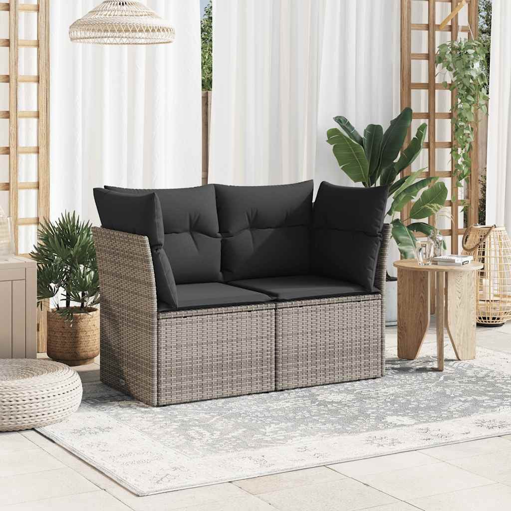 vidaXL Loungesofa Gartensofa 2-Sitzer mit Kissen Grau Poly Rattan, 1 Teile günstig online kaufen