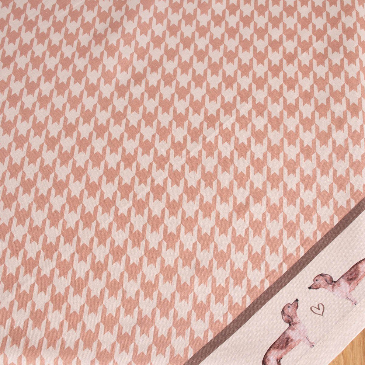 Clayre & Eef Tischdecke Clayre & Eef Tischdecke Hahnentritt Dackel beige 100x100cm, Kuvertsaum
