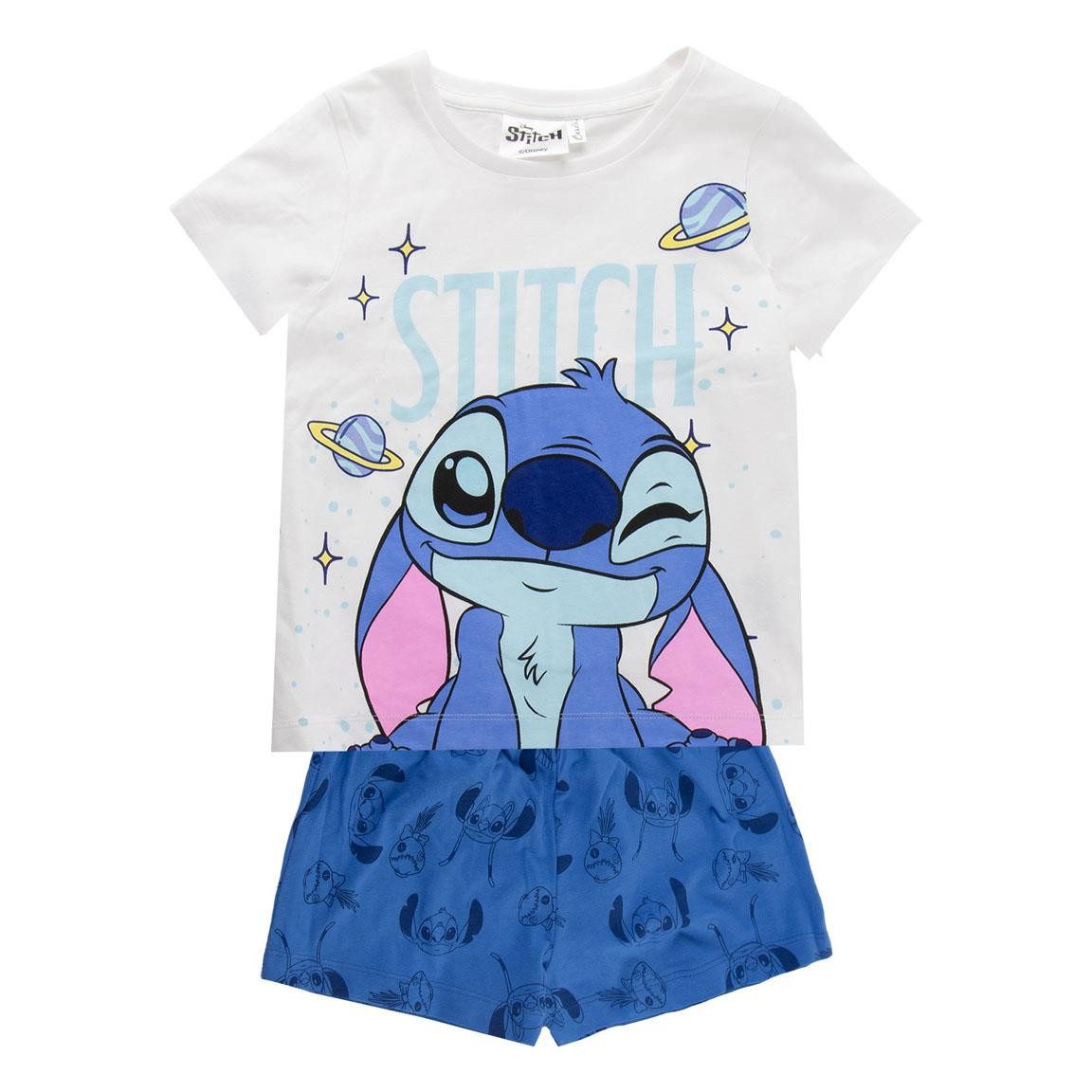 Lilo & Stitch T-Shirt & Shorts Stitch Mädchen Pyjama kurzarm, Baumwolle, bequem, Sommer, Gr. 116-152