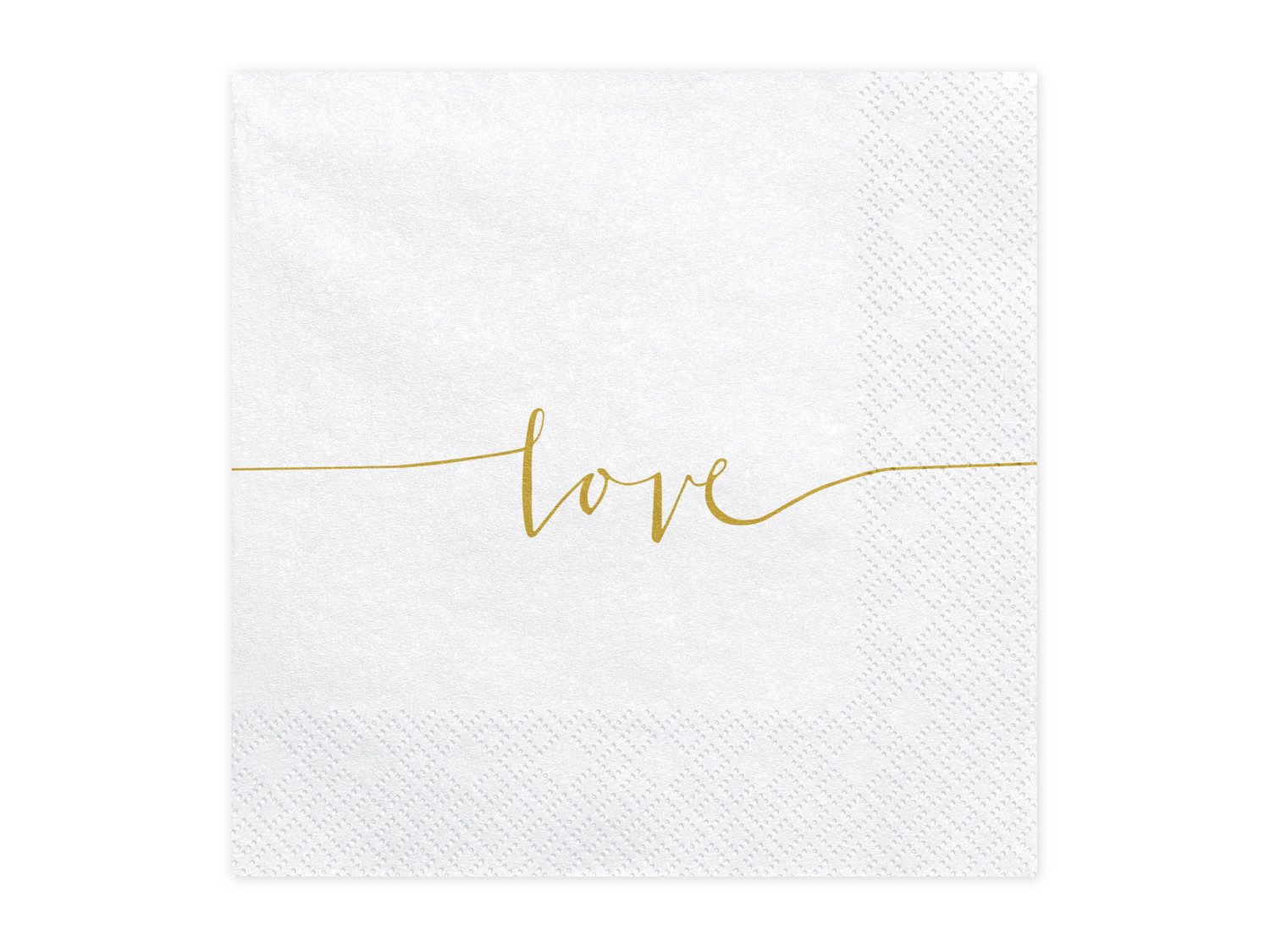 partydeco Papierserviette, Servietten Love 33x33cm 20 Stück, weiß / gold
