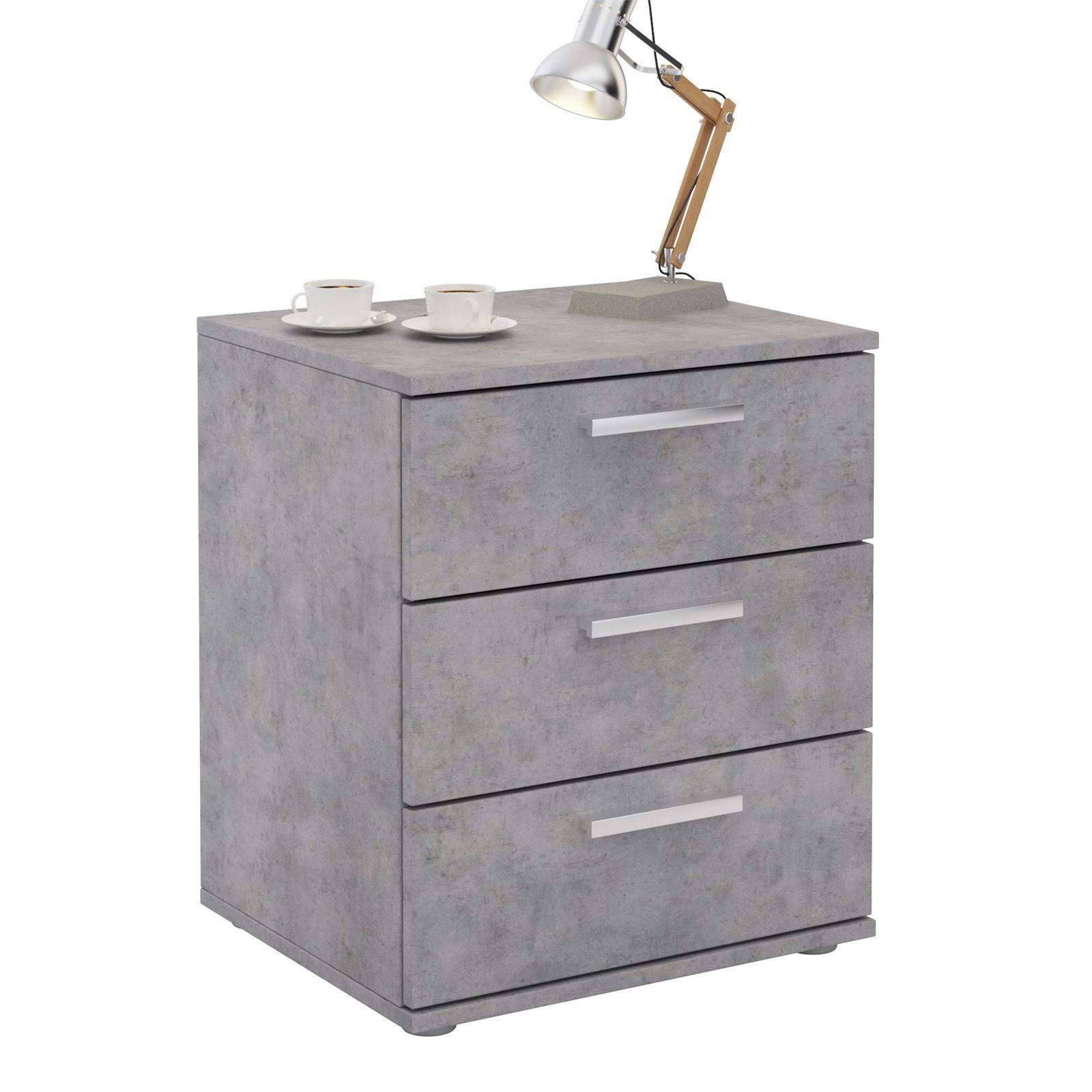 CARO-Möbel Nachtkommode MARIELLA, Nachttisch Nachtschrank für Boxspringbett Kommode Konsole Beistell 3 S