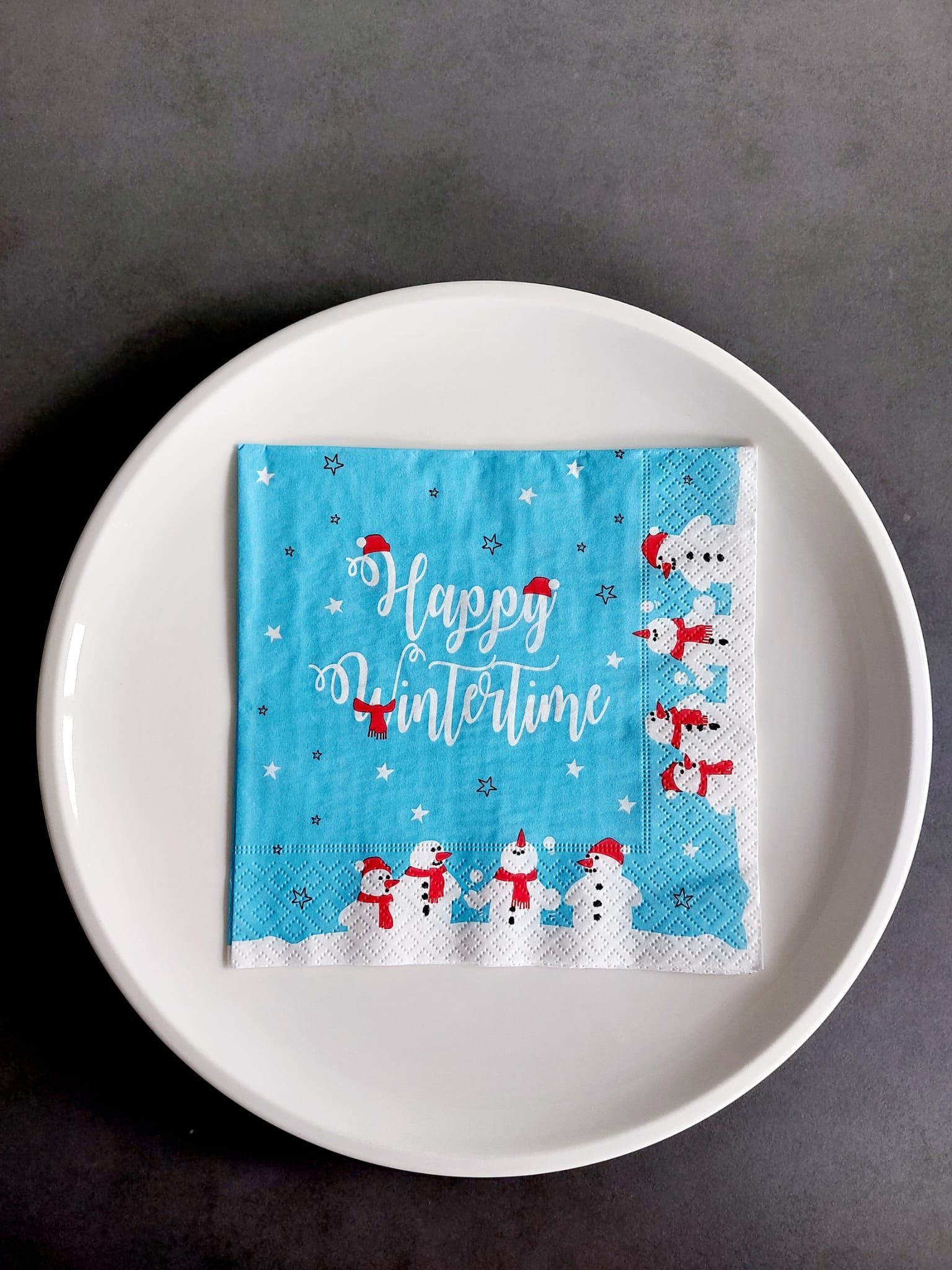 meytrade Papierserviette 2x20 Stück Winterzeit, happy Wintertime Servietten als Tischdeko, (40 Servietten), Servietten mit Schneemann und Spruch "happy wintertime"