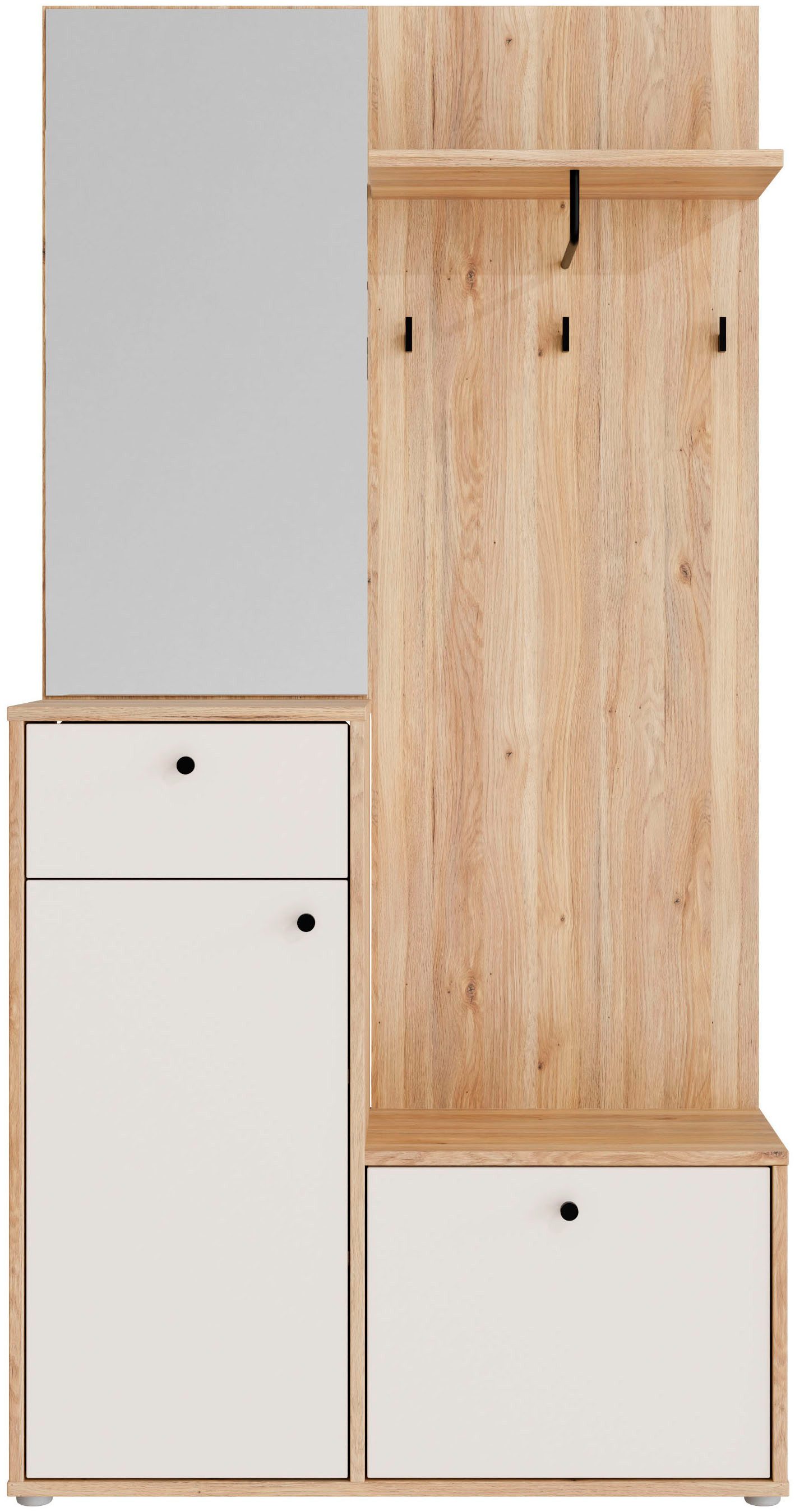 FORTE Kompaktgarderobe Metallgriffe Schwarz B/H/T 95,8/190,7/34,9cm Soft Close, Vollauszug