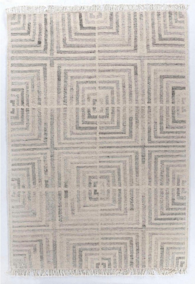 Teppich »Square Kelim«, TOM TAILOR, rechteckig, Höhe 5 mm, handgewebt, mit Fransen, Boho-Style, Wohnzimmer-HomeTrends