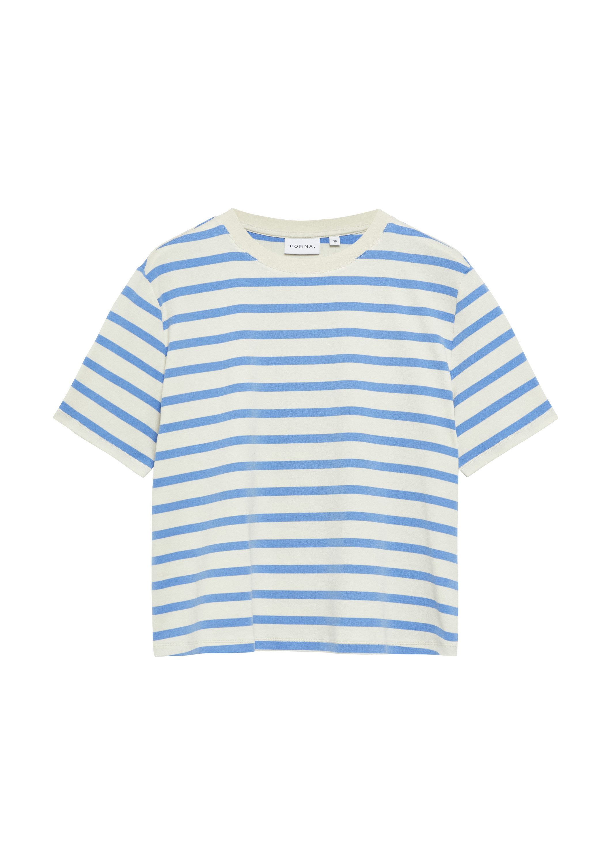 comma Kurzarmshirt T-Shirt Gestreiftes T-Shirt