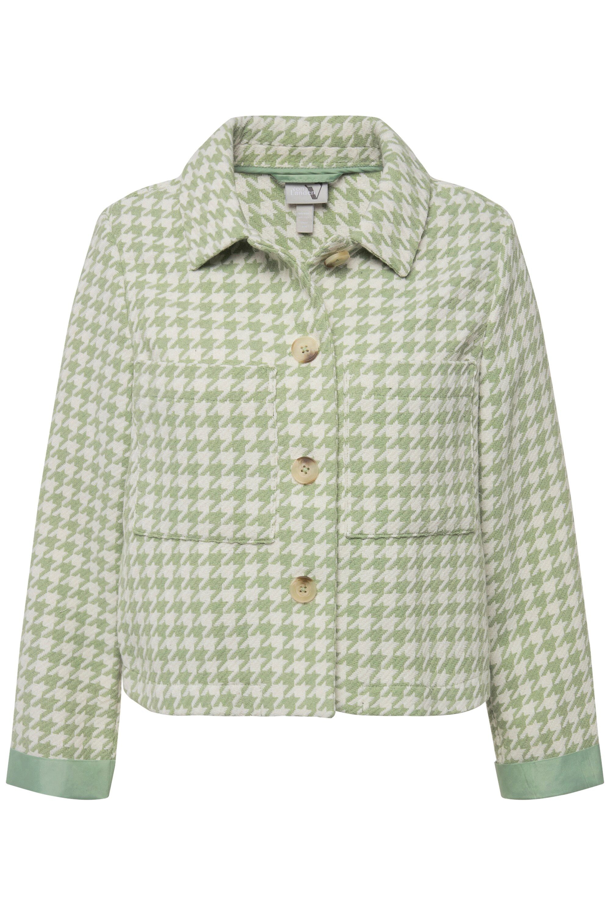 Ulla Popken Sommerjacke JackeHahnentrittmuster Hemdkragen Ärmelfutter