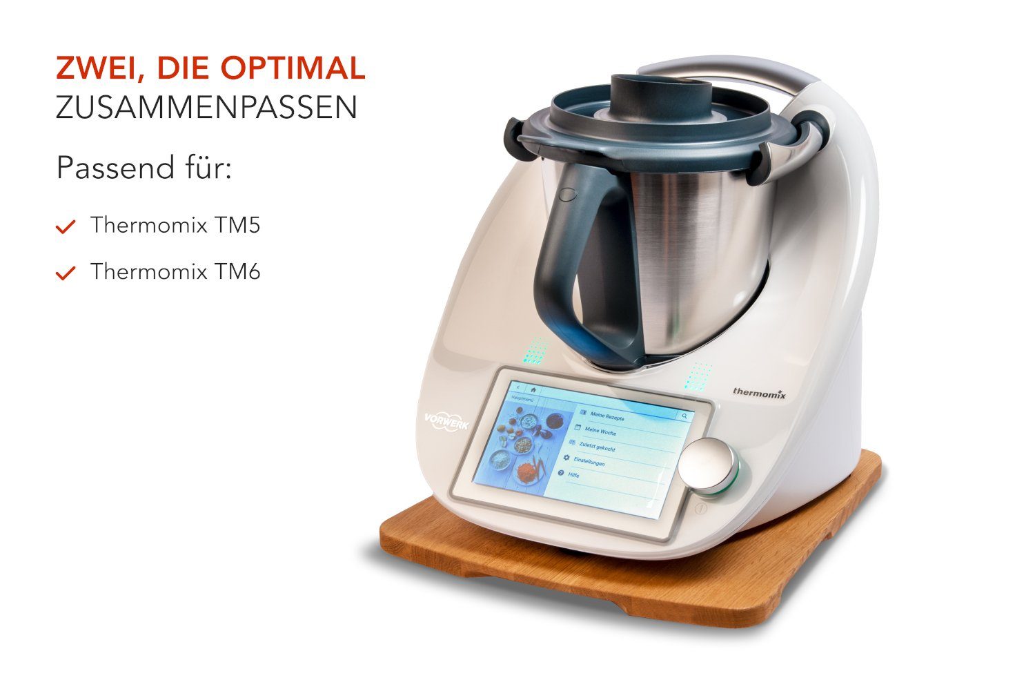 eVendix Servierbrett Gleitbrett passend für Thermomix TM6 & TM5, (1-St), Höchste Standfestigkeit - auch beim Kneten!