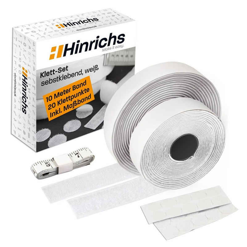 Klettband Klettband Set weiß, Hinrichs, Werkstatt, Haushalt, Büro, Selbstklebend 10mm