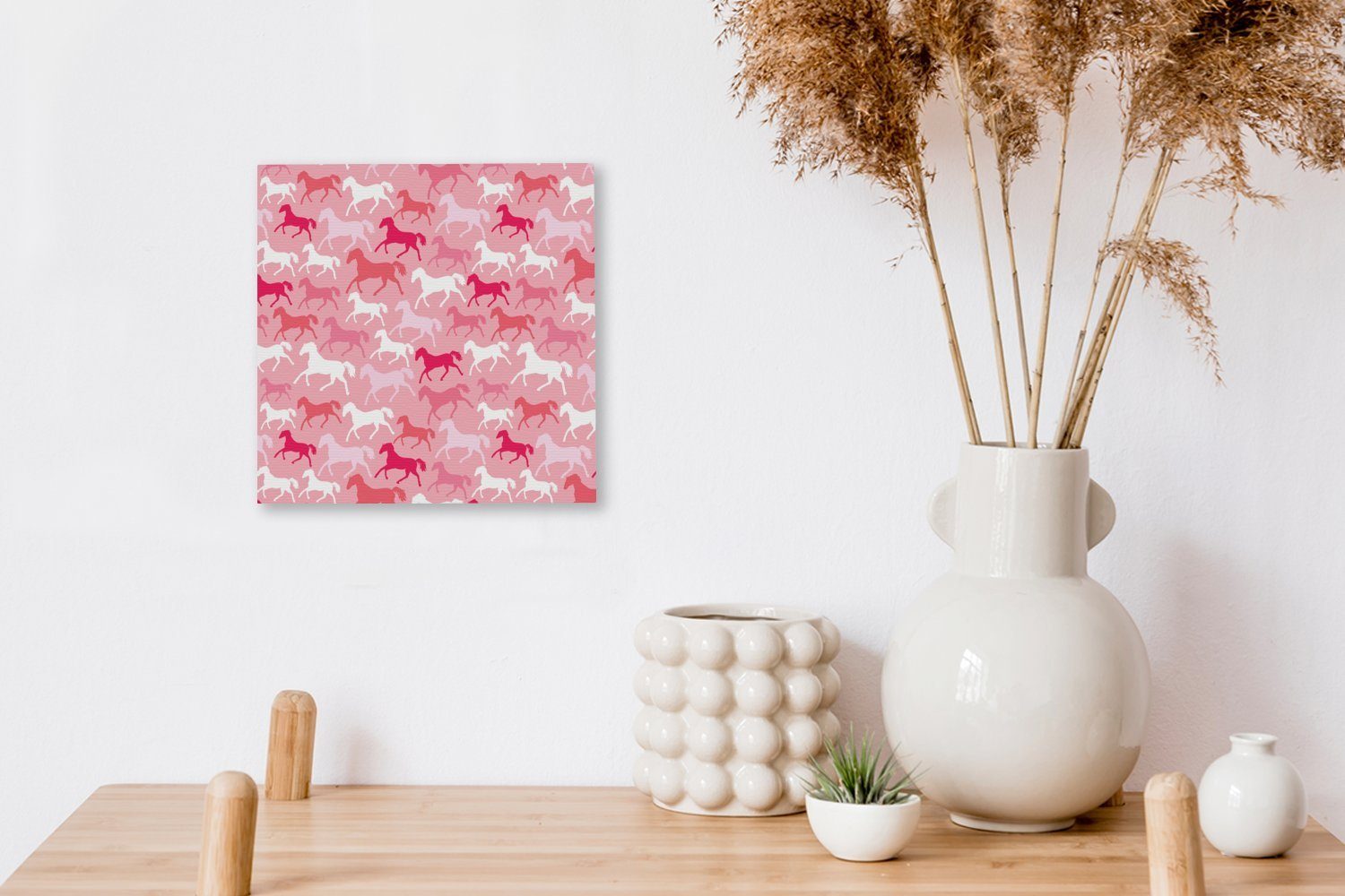 Pferde - St), Muster Rosa Kinder Bilder Mädchen, Leinwand OneMillionCanvasses® für - Leinwandbild - Wohnzimmer Schlafzimmer Mädchen - (1 -