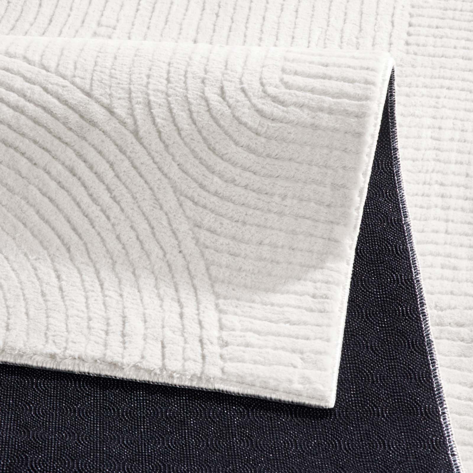 TaraCarpet Teppich TaraCarpet Homestyle 390 Wellen, rechteckig, Höhe: 10 mm, Felloptik Wohnzimmer hoch-tief weich waschbar Welle creme 50x80 – Bild 5 von 5