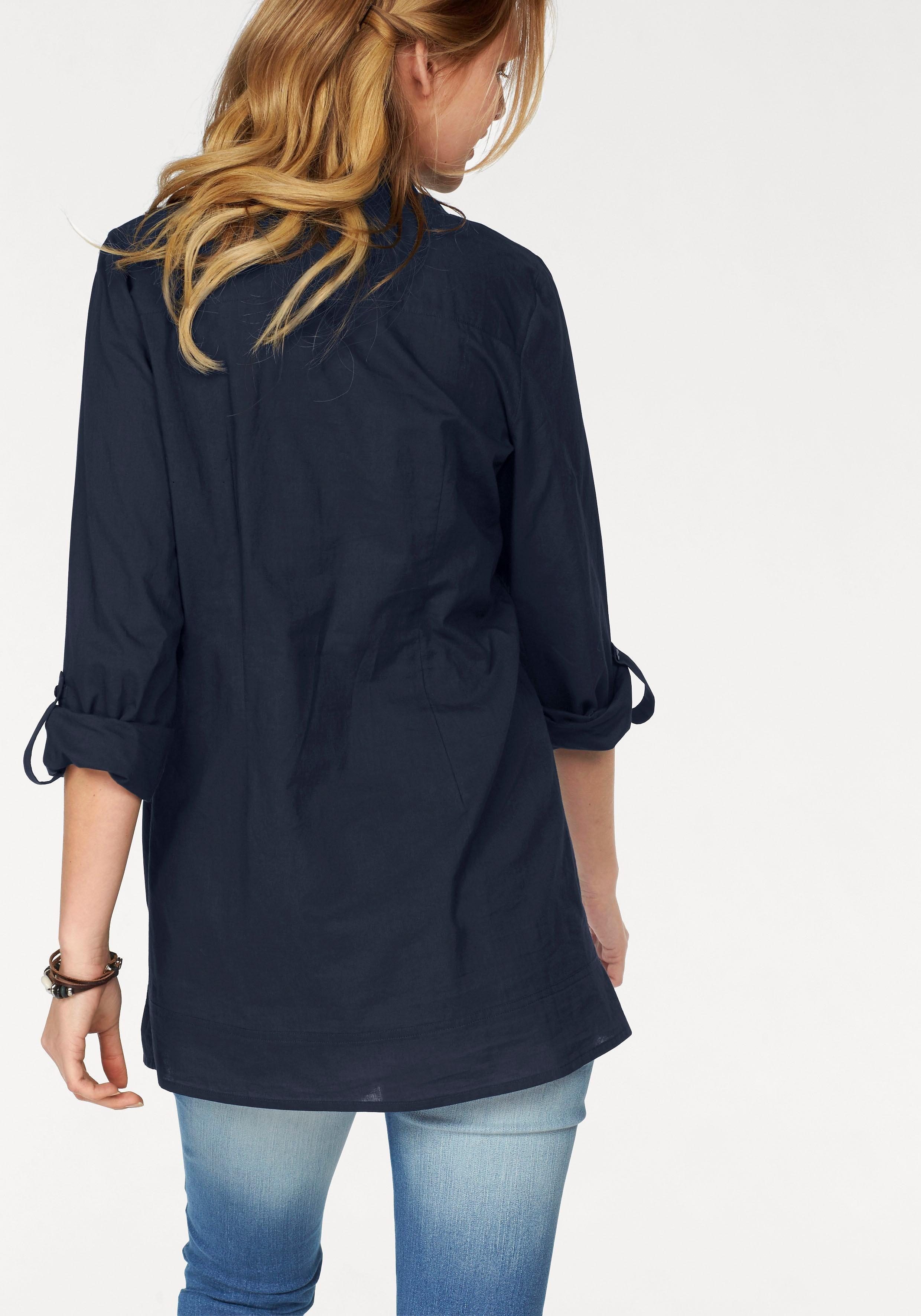 Aniston CASUAL Longbluse mit dekorativer marine Biesenverarbeitung