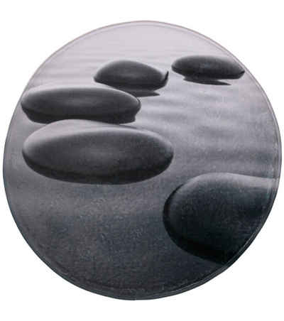 Badematte Black Stones Sanilo, Höhe 15 mm, schnell trocknend, Polyester, rund, Memory Schaum