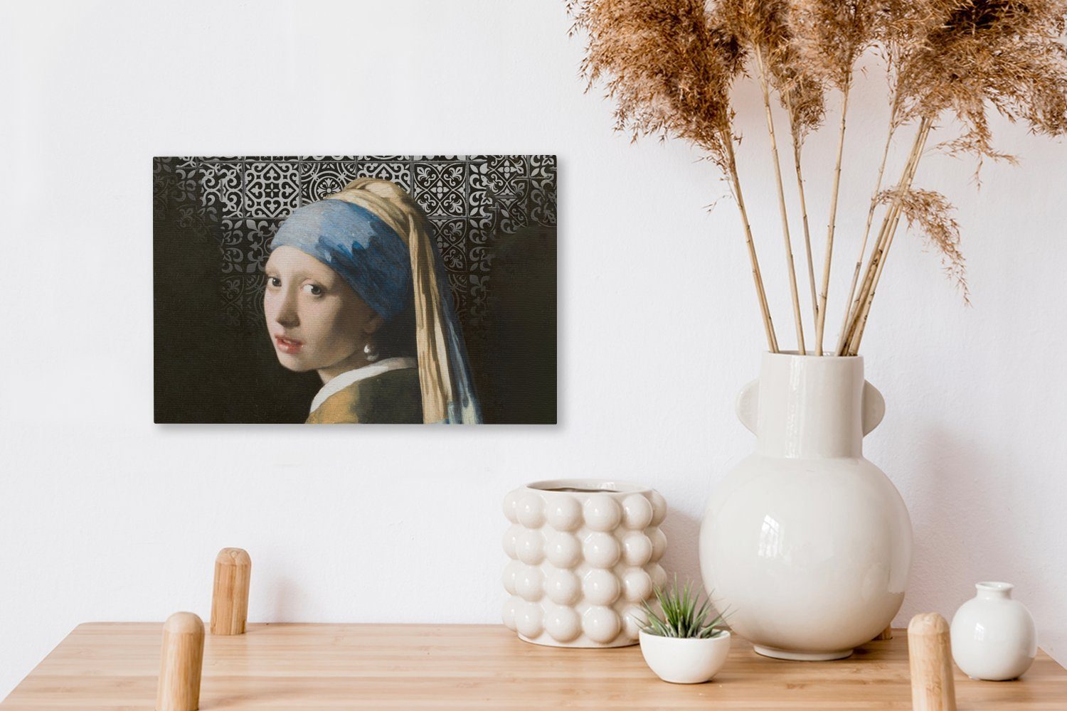 - Mädchen mit Wandbild Gemälde Perlenohrring Wanddeko, St), Schwarz Weiß, cm (1 Aufhängefertig, und OneMillionCanvasses® Leinwandbilder, 30x20