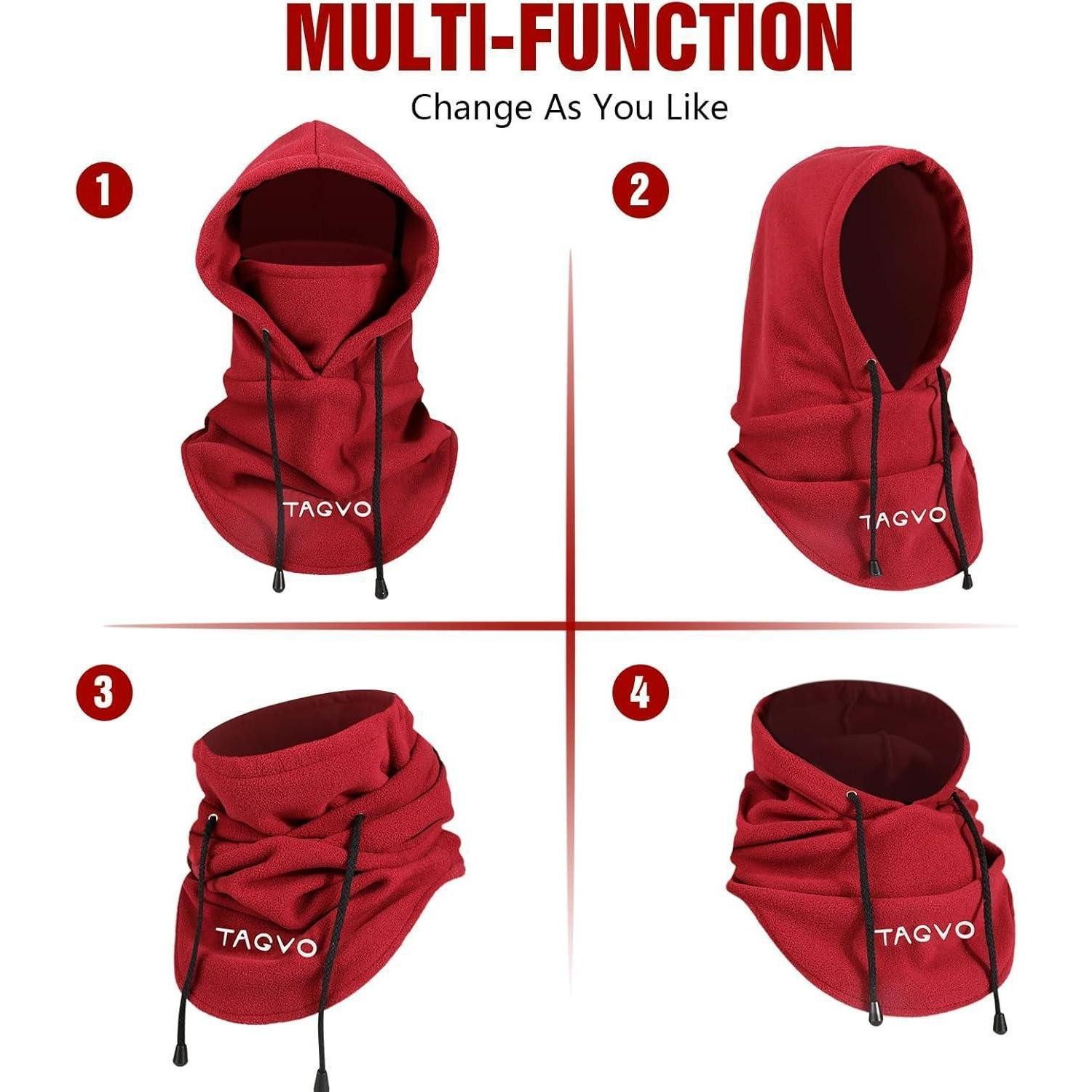 LuxusKollektion Sturmhaube Sturmhaube Fleece Winter Gesichtshaube Einheitsgröße Weinrot