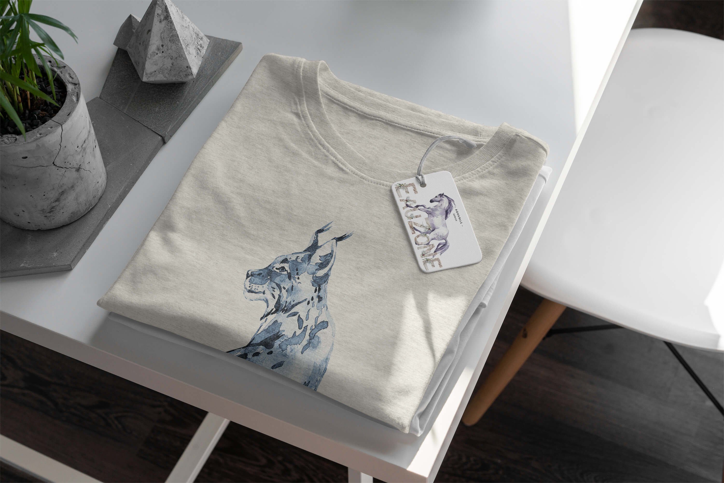 aus Ökomode Lux 100% erneuerb Shirt T-Shirt Nachhaltig T-Shirt Bio-Baumwolle Art Sinus (1-tlg) Aquarell gekämmte Herren Motiv