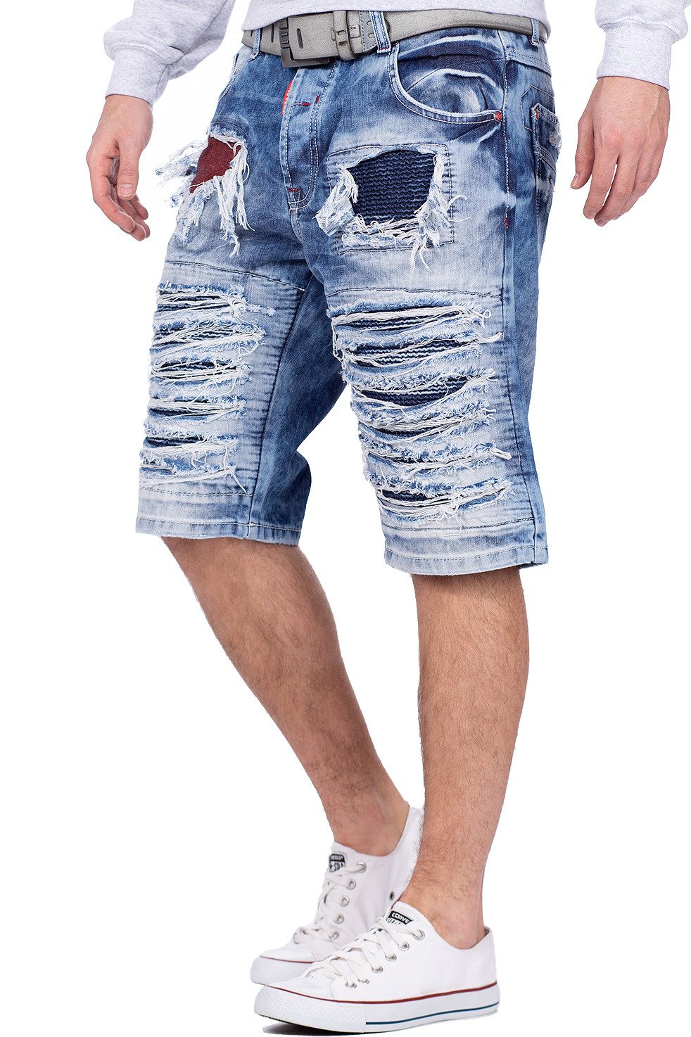 Cipo & Baxx Jeansshorts Kurze Hose BA-CK219 mit Destroyed Effekten