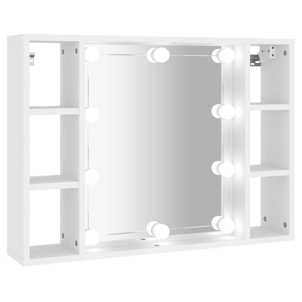Spiegel Wandspiegel Spiegelschrank mit LED Weiß 76x15x55 cm