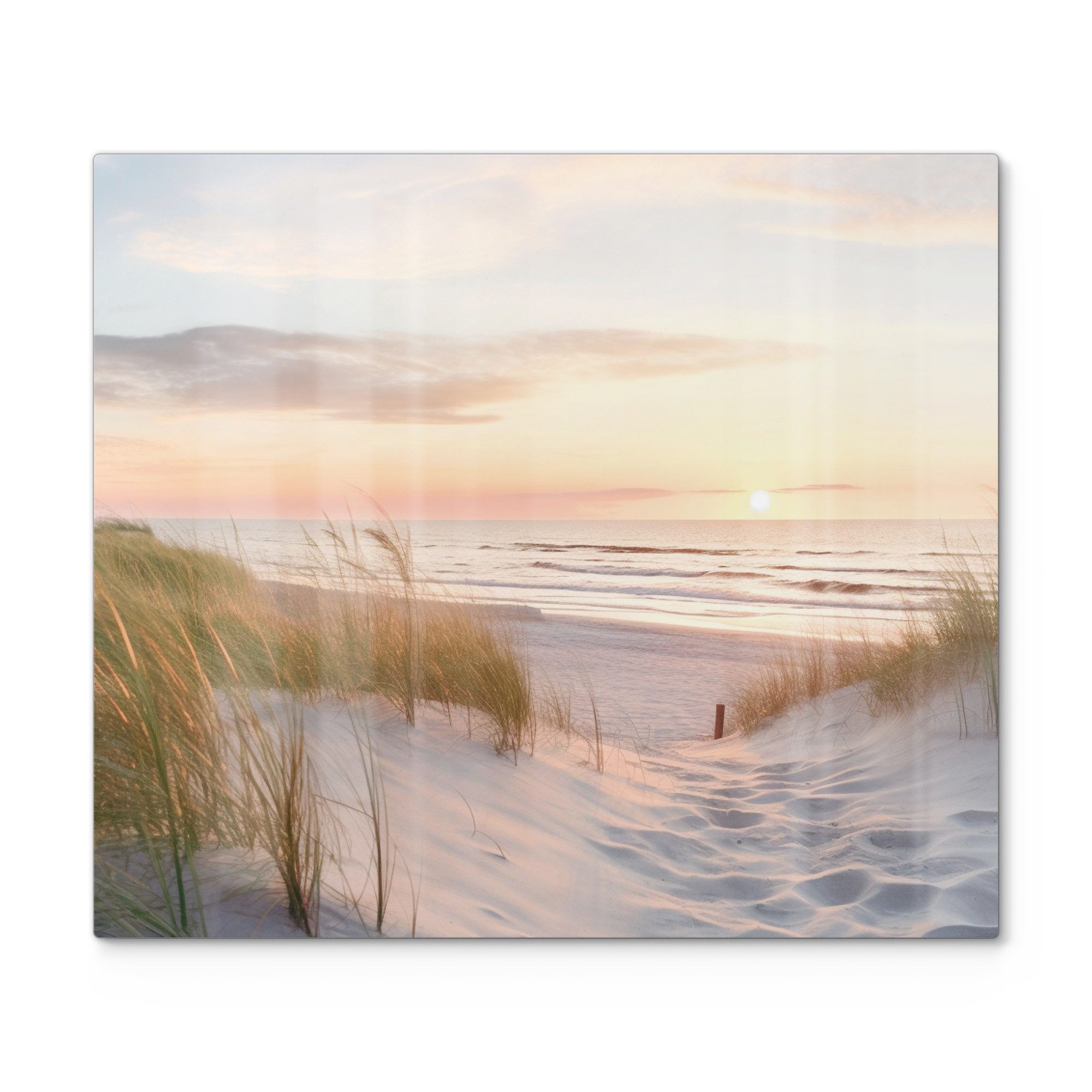 DEQORI Herdblende-/Abdeckplatte 'Abendruhe am Strand', Glas, (1 tlg), Herdabdeckplatte Ceranfeld Herd Platte Abdeckung Glasplatte
