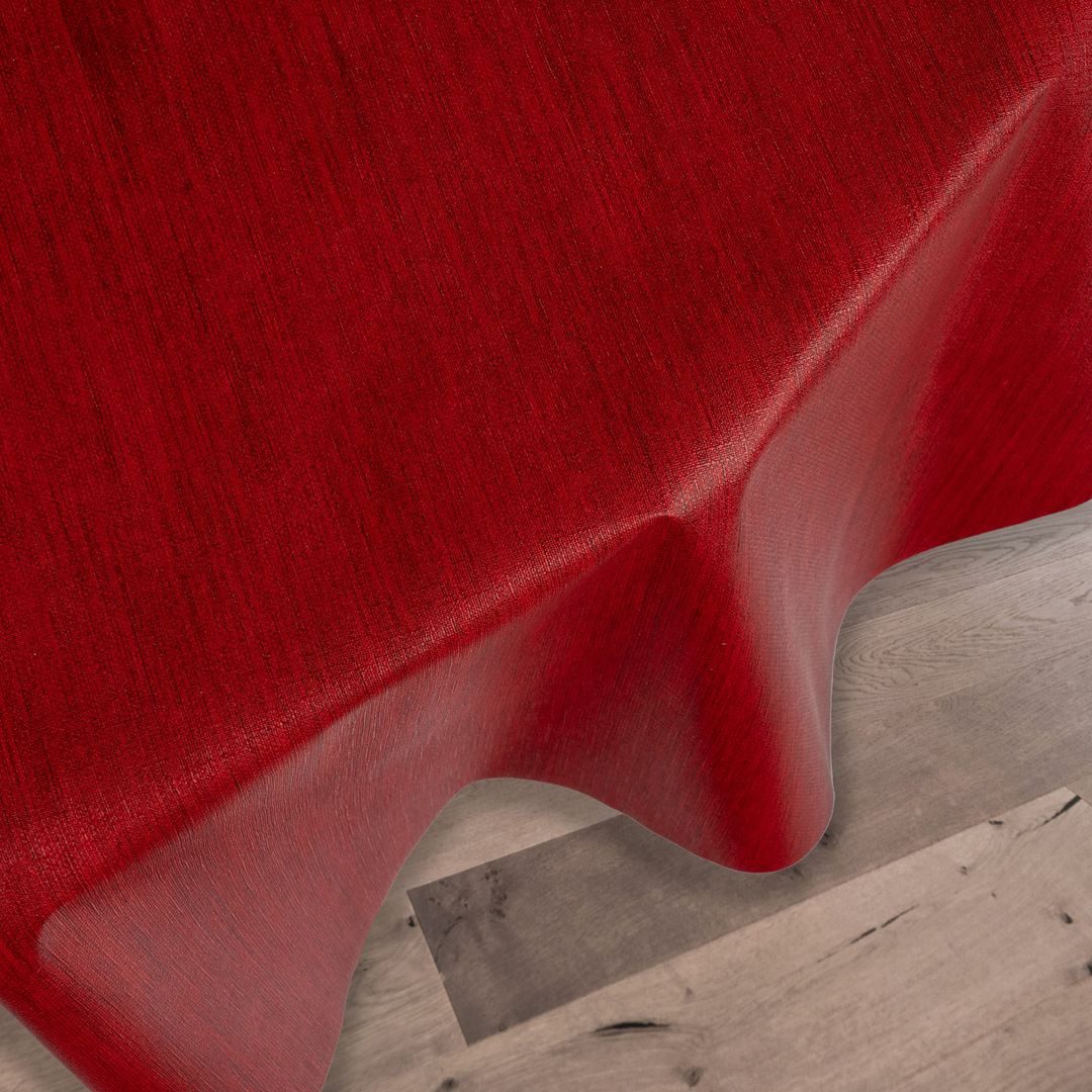 laro Tischdecke Wachstuch-Tischdecken Rot Leinenoptik Rund 140cm – Bild 4 von 5