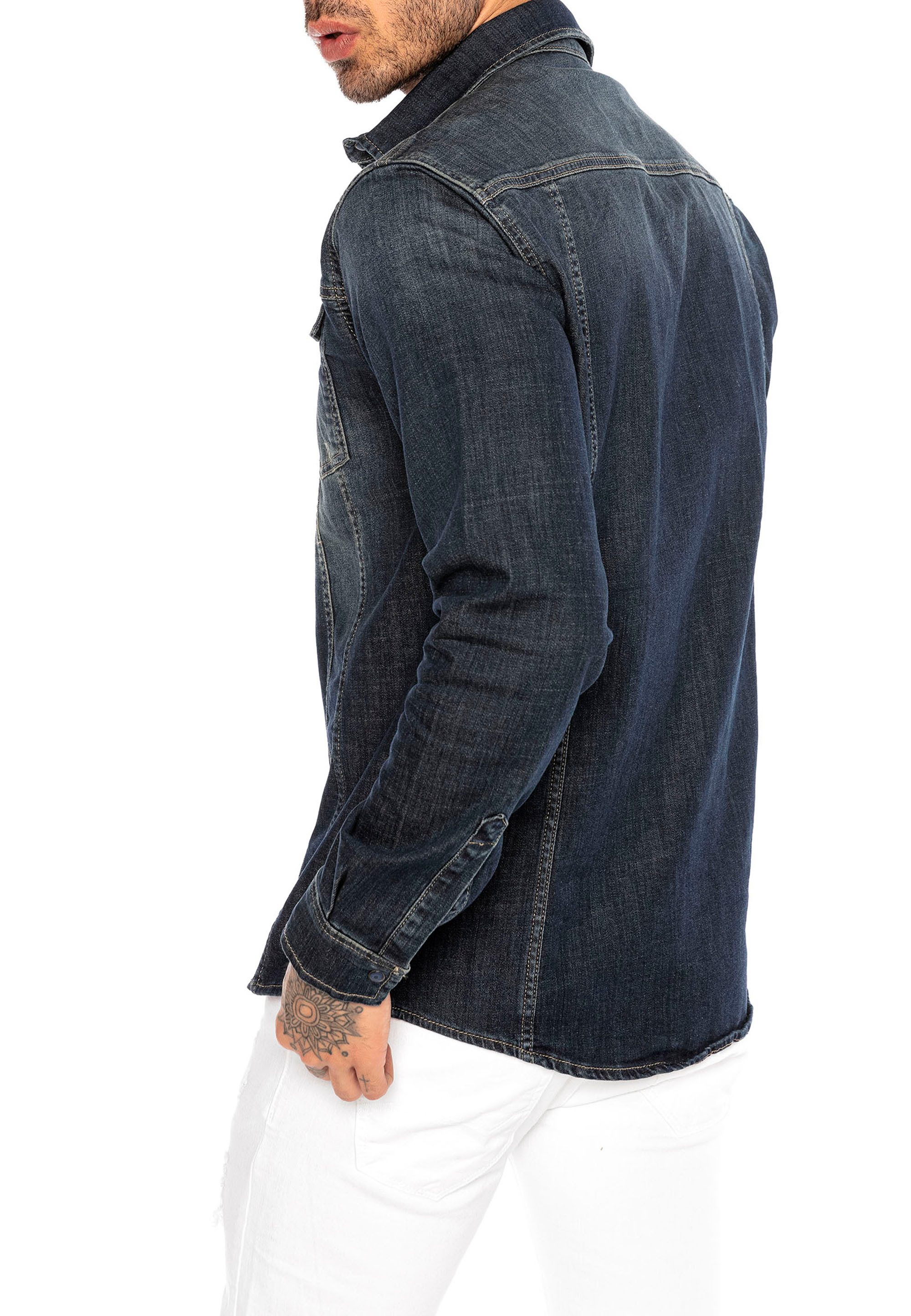 RedBridge Jeanshemd zeitloses Freizeithemd Premium Denim Vintage