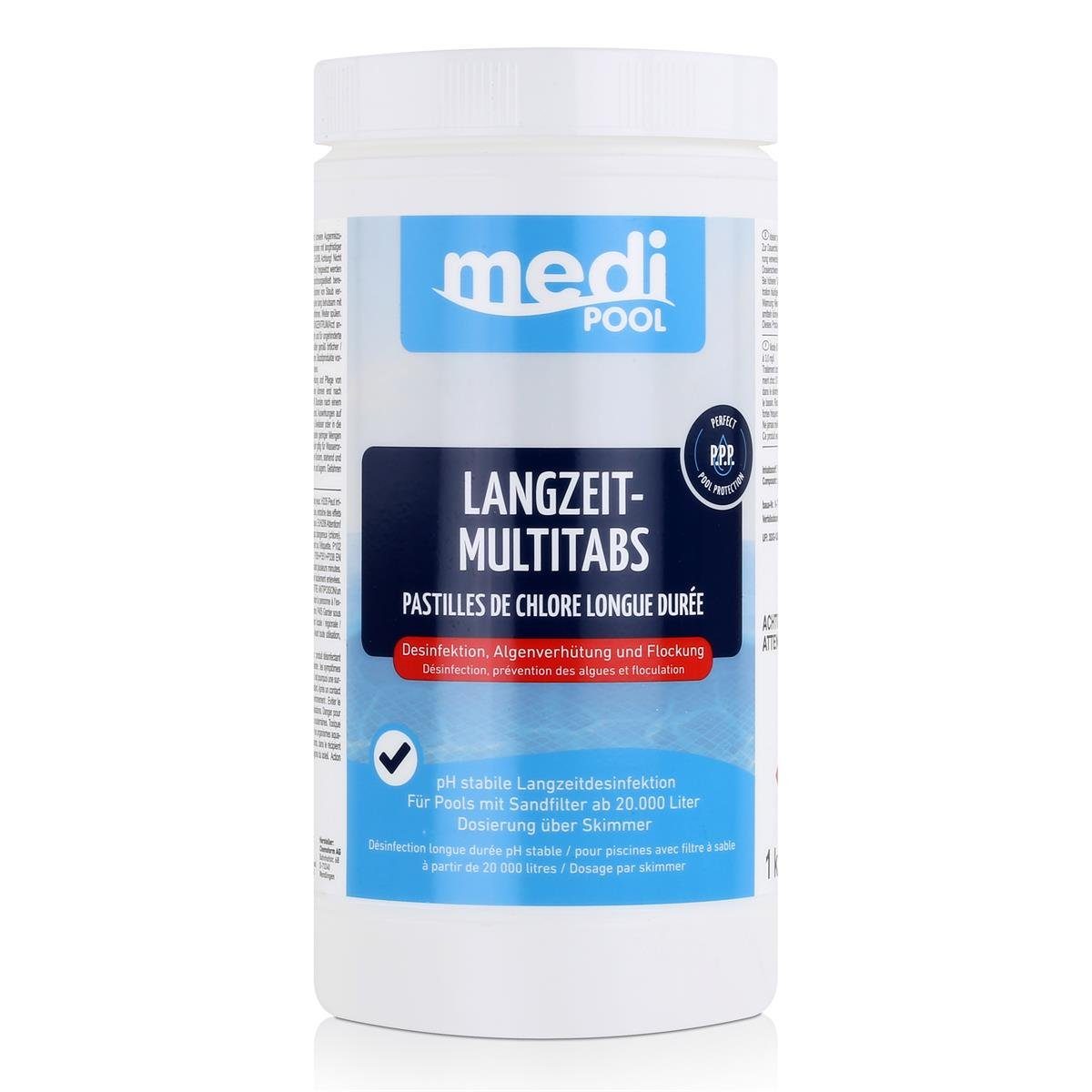 mediPOOL Poolpflege mediPOOL Langzeit-Multitabs 1kg - Algenverhütung und Flockung (1er Pac