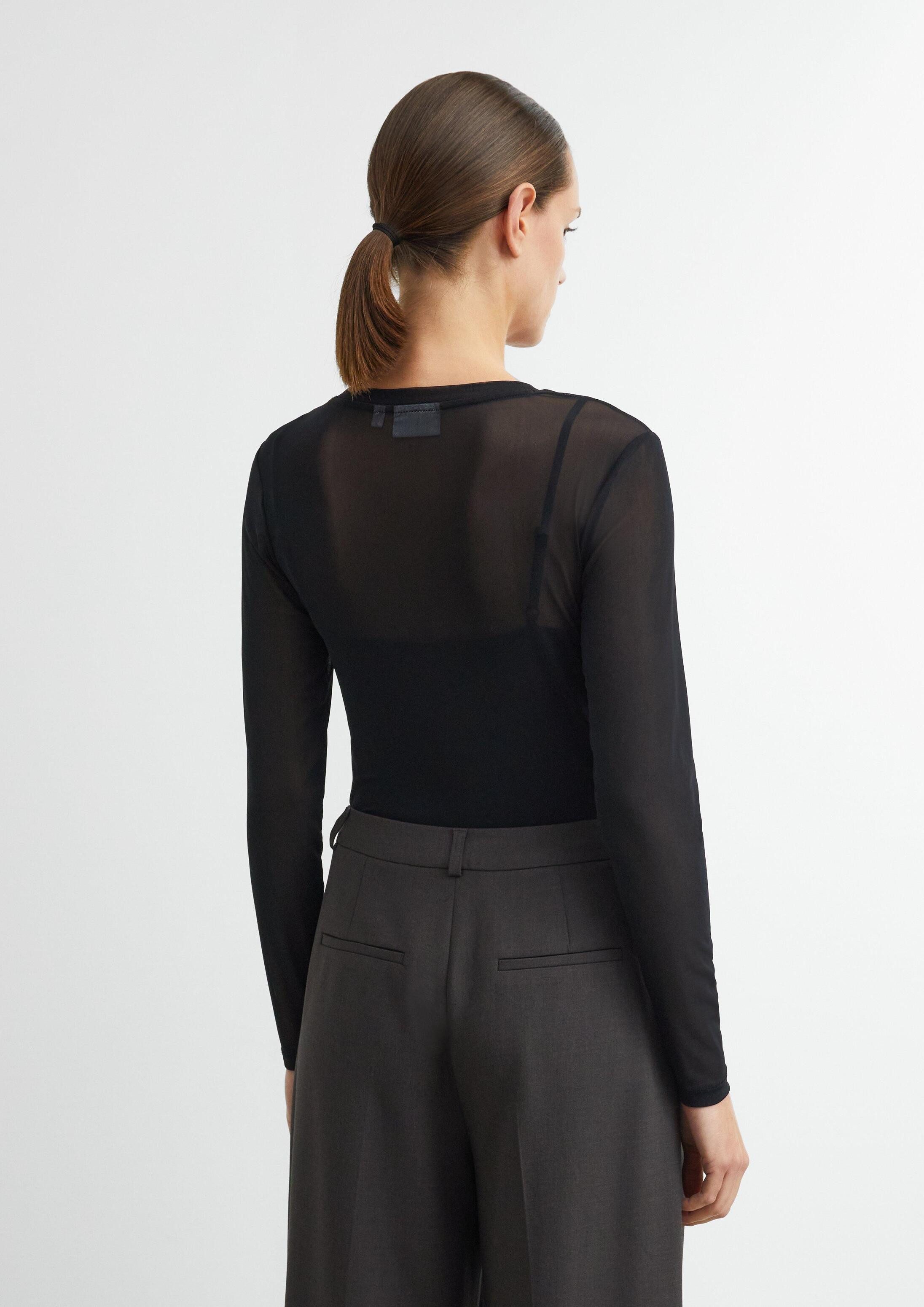 comma Langarmshirt T-Shirt Longsleeve aus Mesh