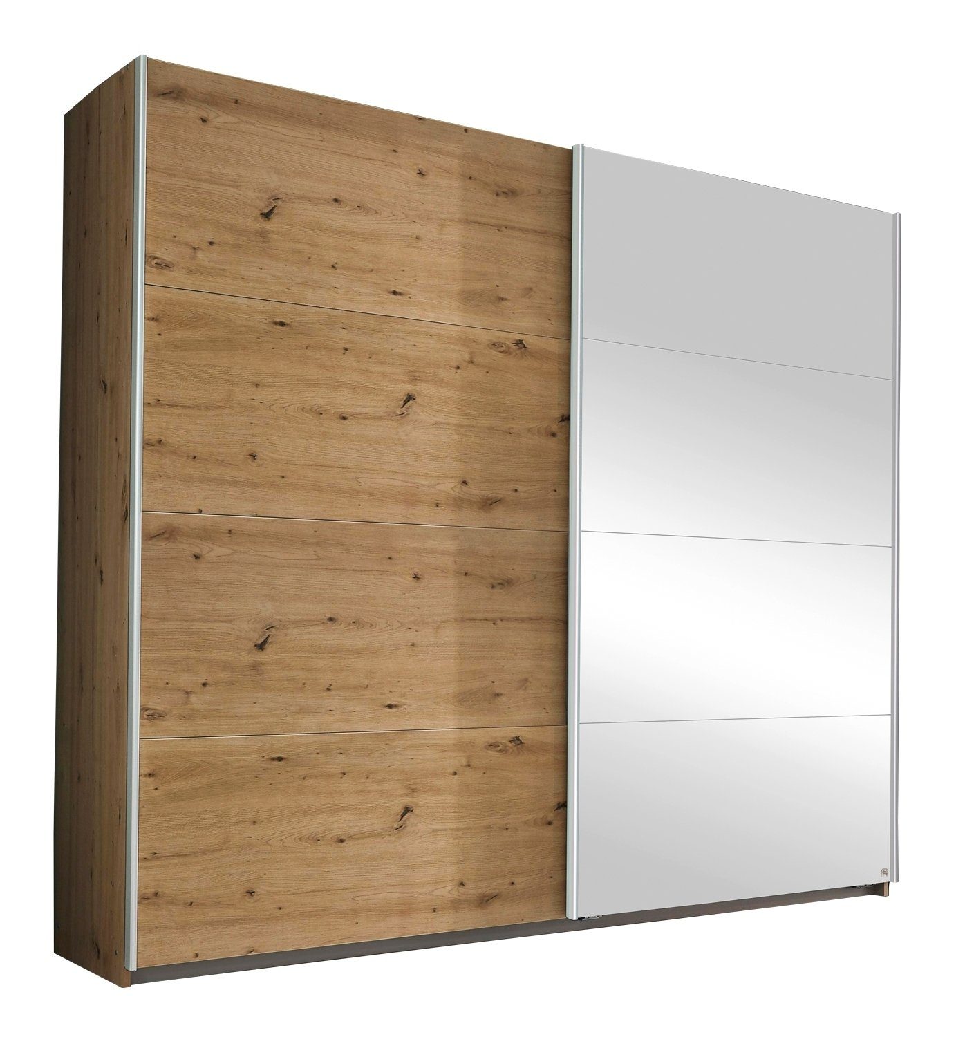 H 2 B Artisan Türen, Schwebetürenschrank QUADRA, 271 mit Spiegel rauch Dekor, 210 x cm, Eiche cm