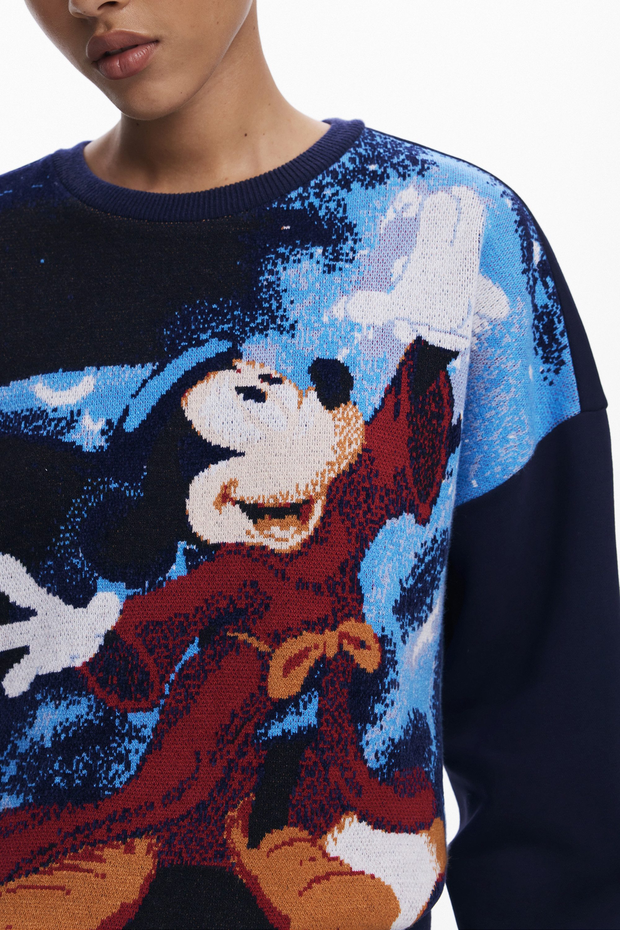 Desigual Sweatshirt Damen Sweatshirt Blau mit Mickey-Mouse-Druck und