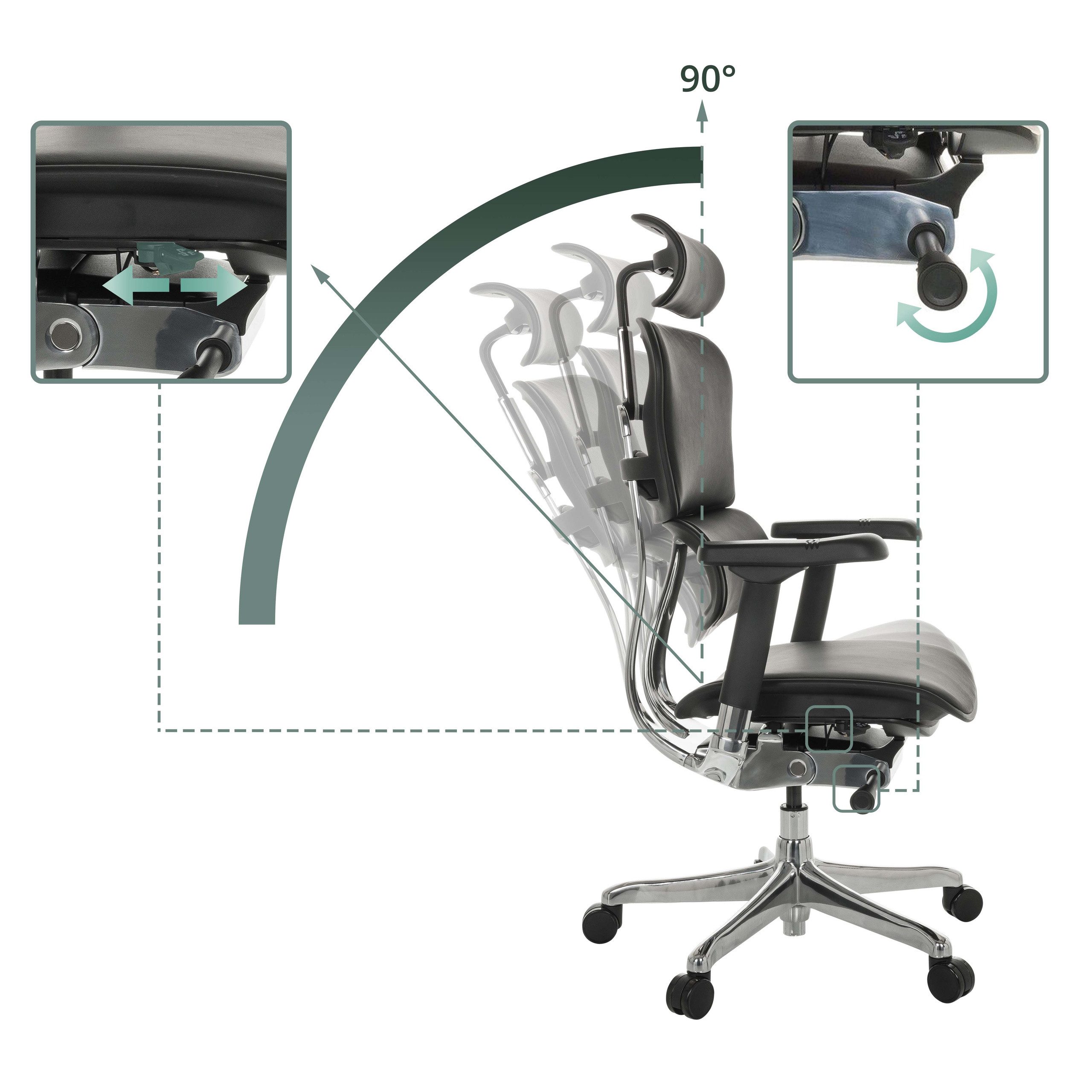 hjh OFFICE Drehstuhl Luxus Chefsessel Ergohuman Gen2 Leder (1 St), Profi Bürostuhl Schreibtischstuhl ergonomisch